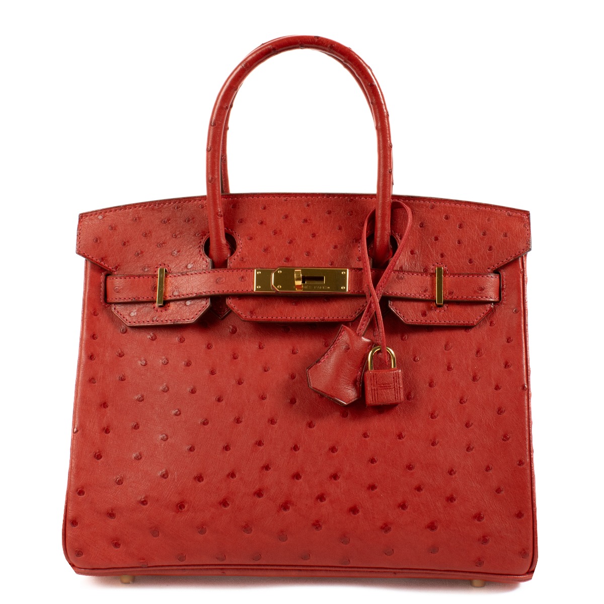 Hermès Birkin 30 Rouge Vif Ostich GHW ○ Labellov ○ Buy and Sell