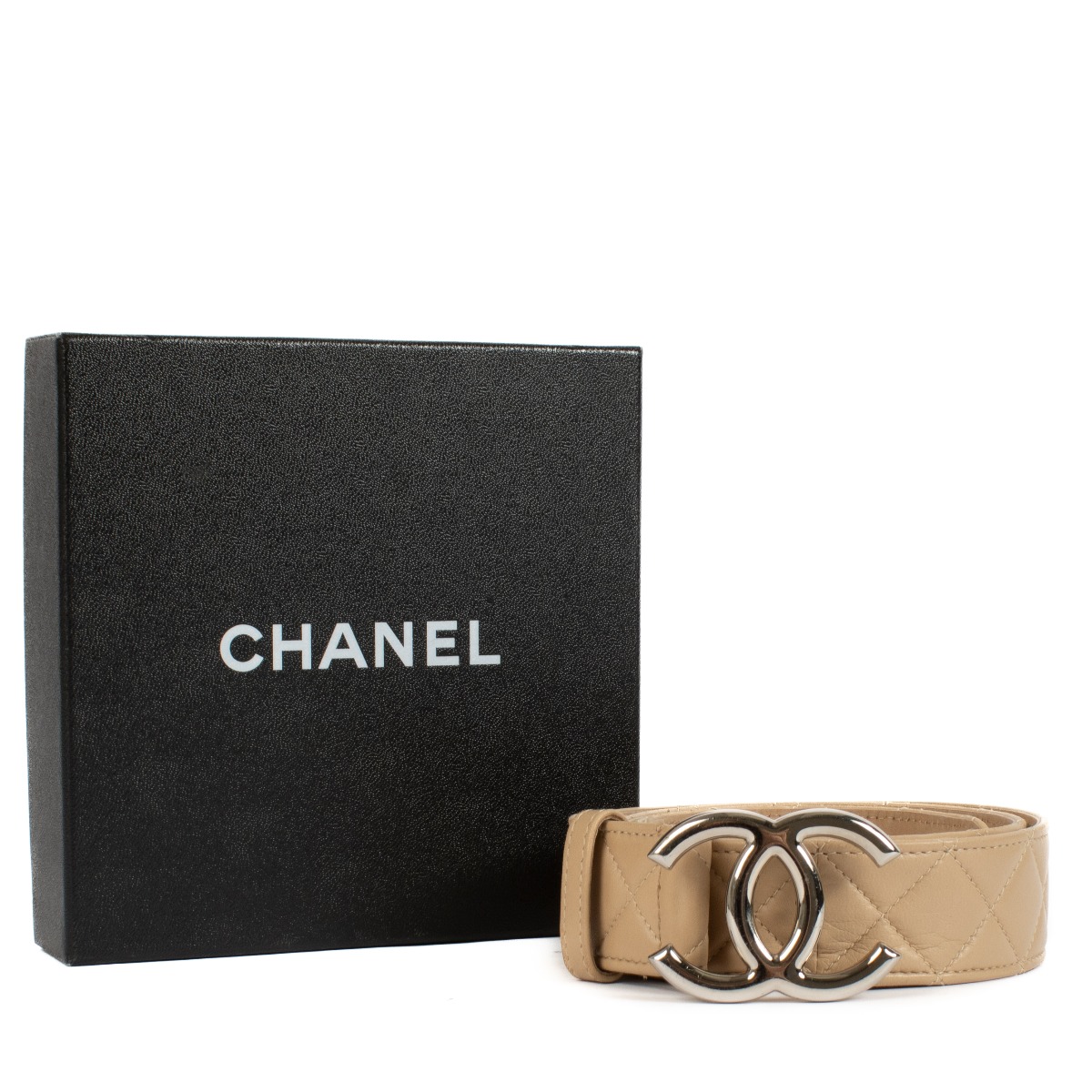 ◼️シャネル◼️レザーベルト◼️ Chanel 14C Beige Quilted Leather CC Belt - size 90