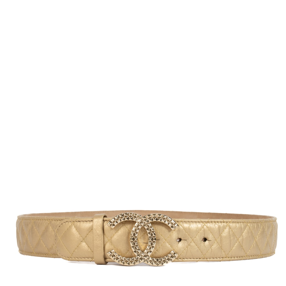 CHANEL ベルト 金 Vintage CHANEL golden thick chain belt with a CC charm and