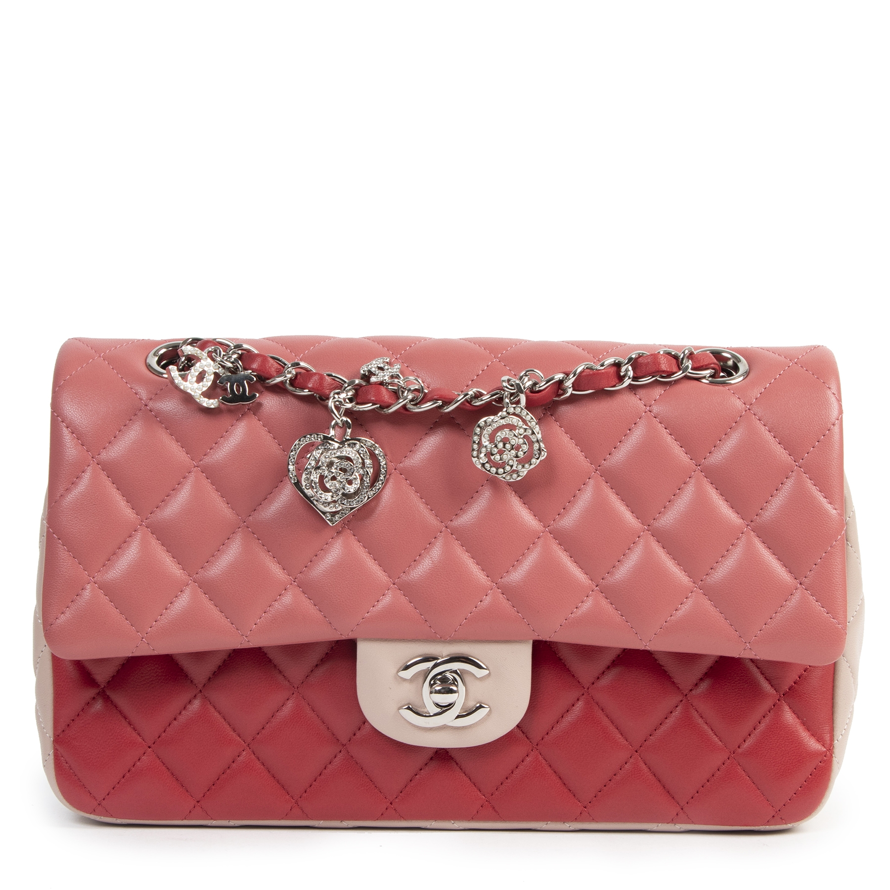国内発送シャネル バレンタインクリスタル ハーツフラップバッグ Chanel Tricolor Medium Valentine Crystal Hearts Classic Flap
