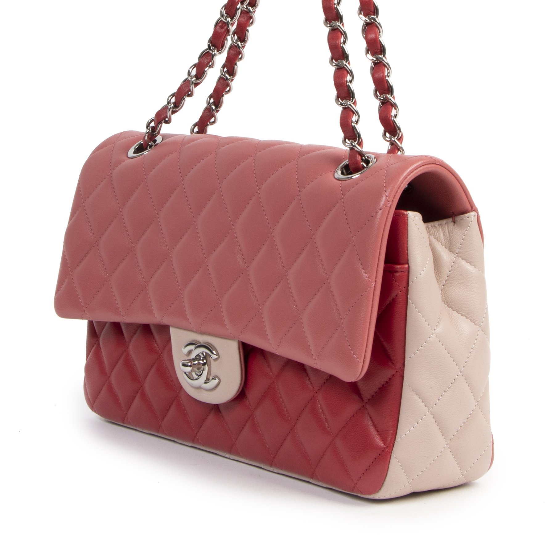 Chanel Tricolor Classic Jumbo Double Flap Bag - Red Shoulder Bags