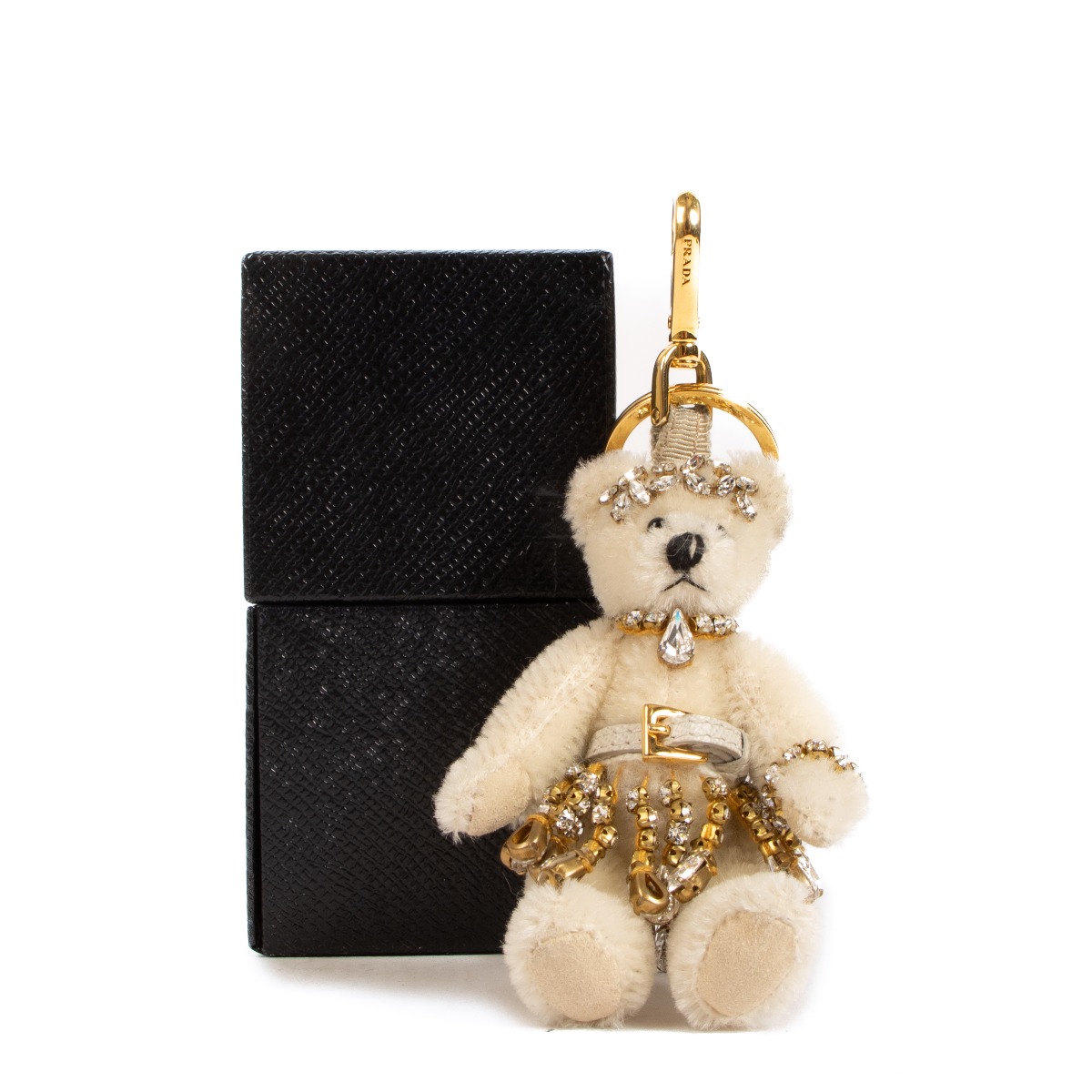 Prada Beige Crystals Bear Key Chain ○ Labellov ○ Buy and Sell
