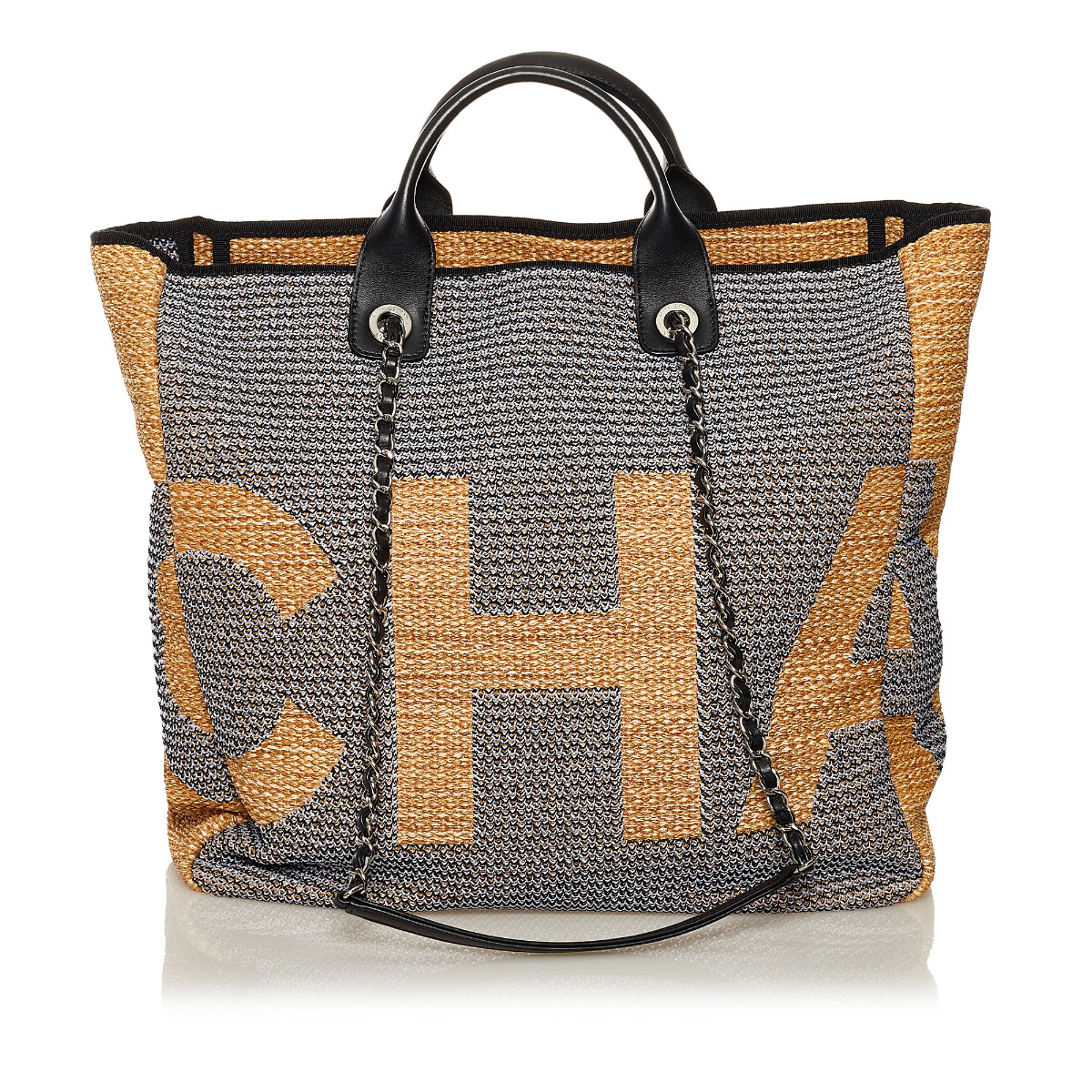 ◇SHUYEN BAG◇ Bag in bag / CHANEL・DOVIL CANVAS (L)サイズ用 Chanel Silver/Black Metallic Coated Canvas Unlimited Ligne