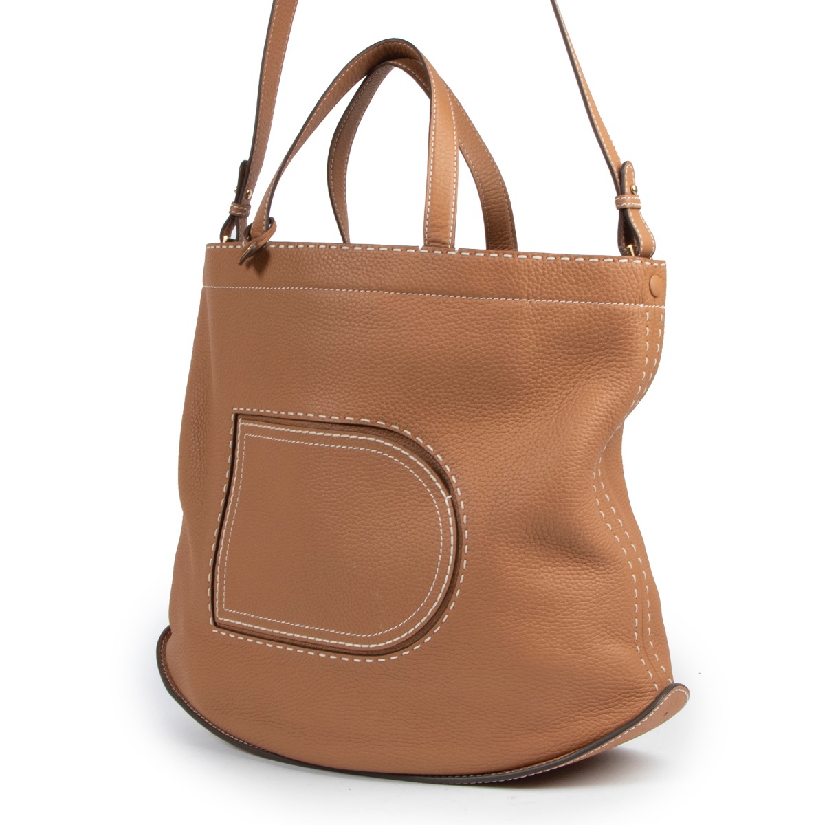 Delvaux Le Pin Cabas Soft Surpique Vegetal Ivoy Labellov Buy and Sell Authentic Luxury