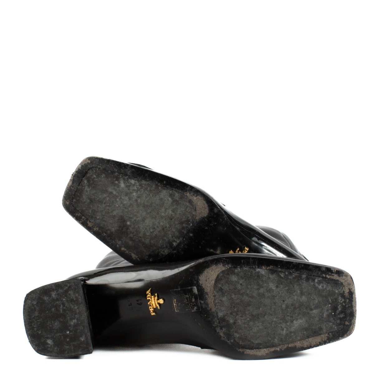 Prada Black Patent Leather Chain Boots - Size 41 ○ Labellov