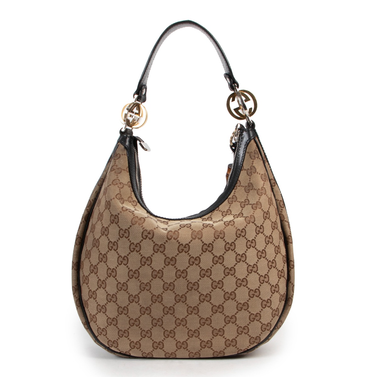 Gucci Brown Canvas Monogram Hobo Bag ○ Labellov ○ Buy and Sell