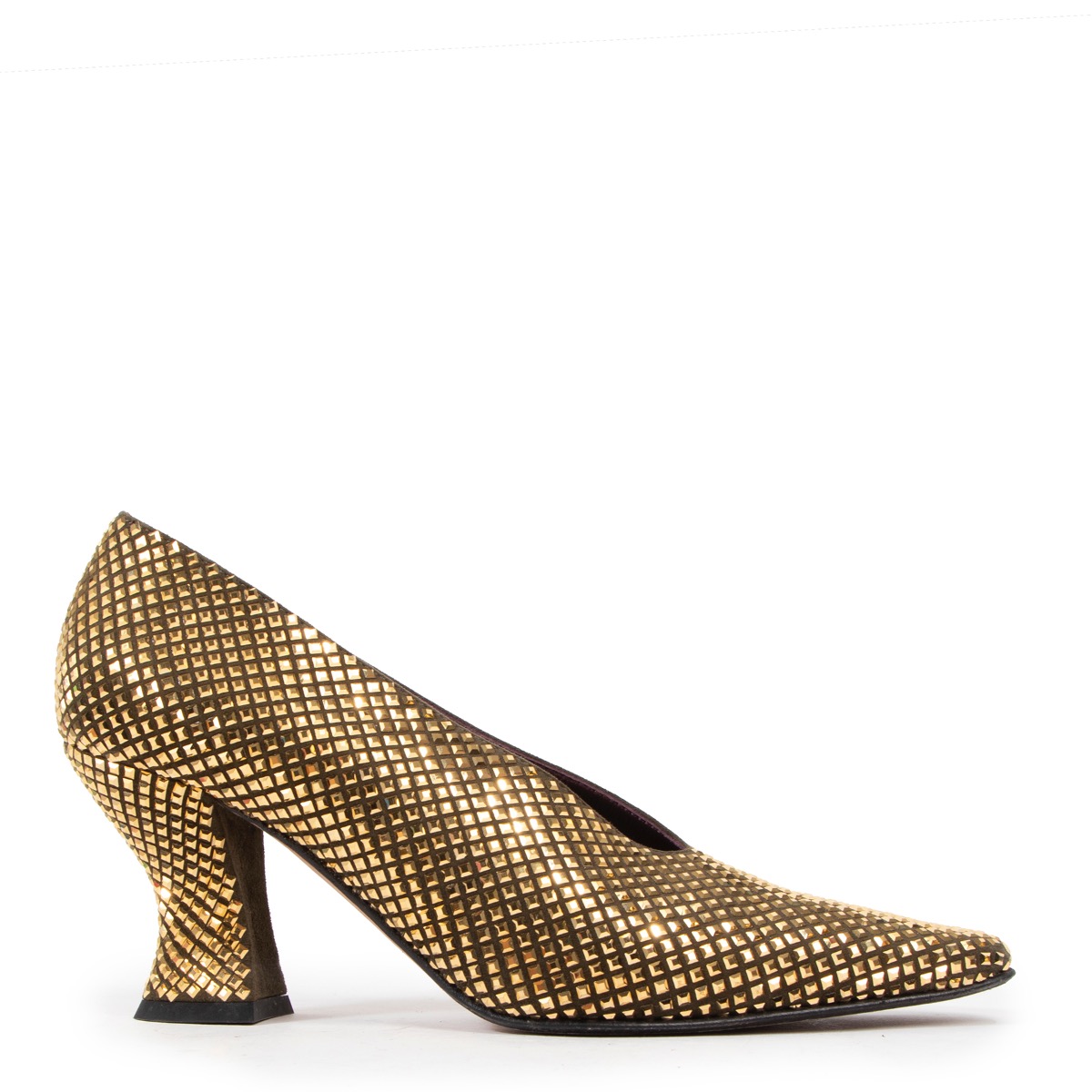 Bottega Veneta Gold Almond Strass Pumps size 37 Labellov