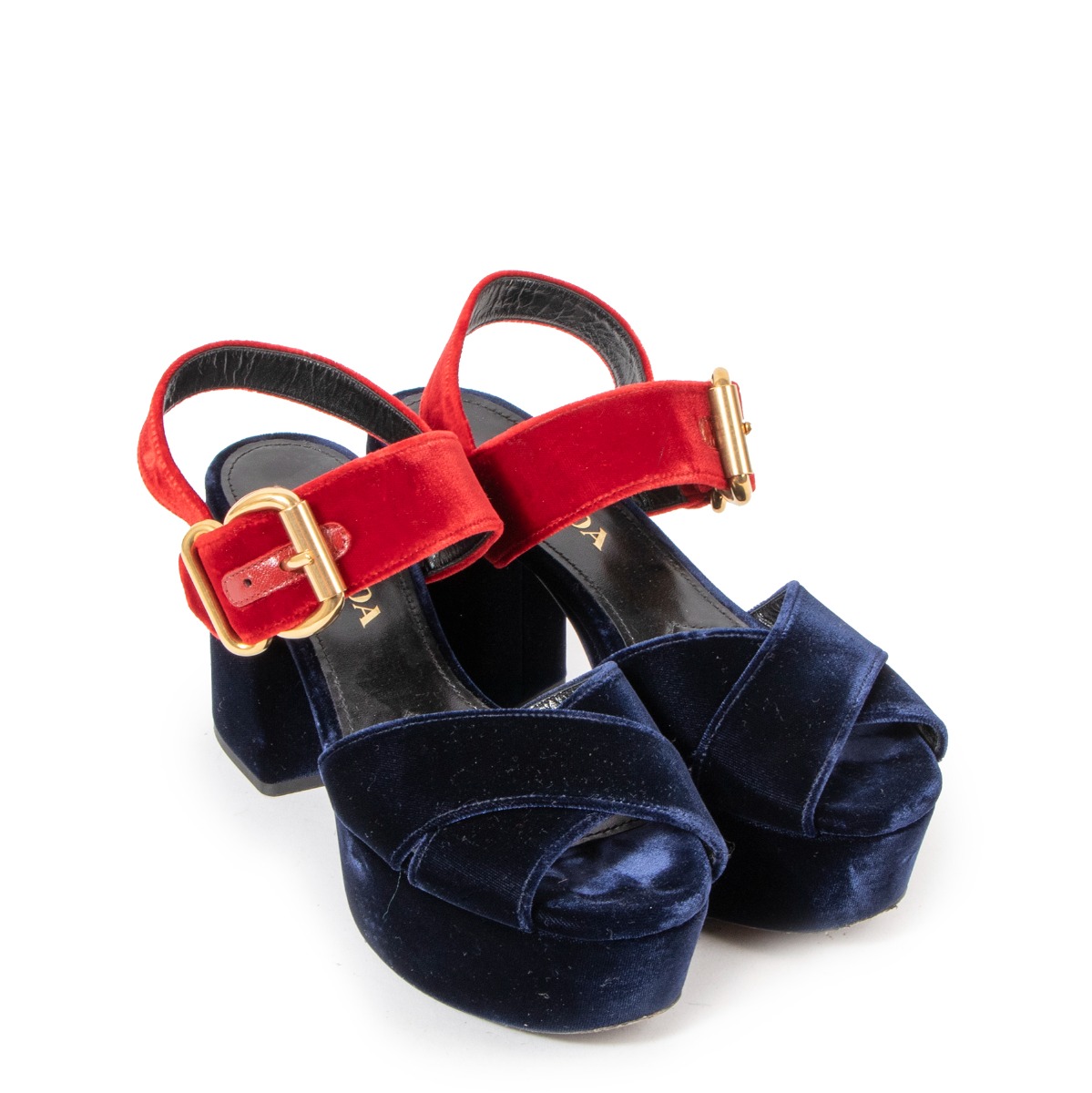 Prada red platform sandals 2025