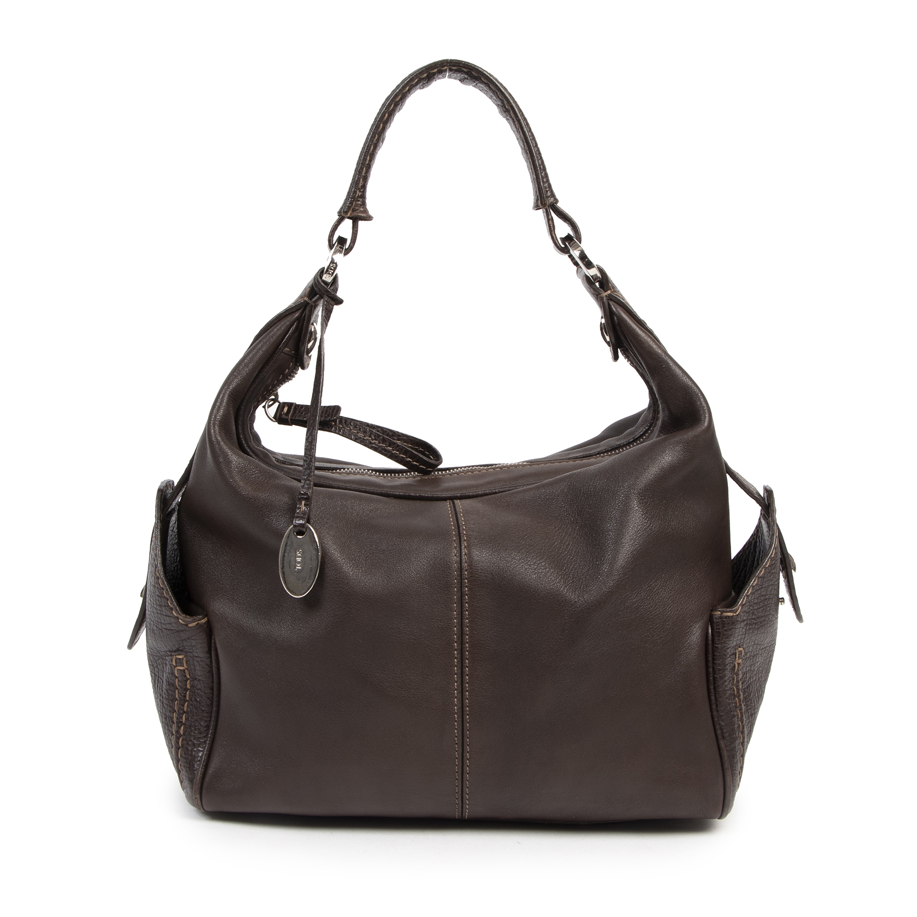 TOD’S Brown Leather Hobo Shoulder Bag Tods Brown Top Handle Hobo Bag ○ Labellov ○ Buy and Sell