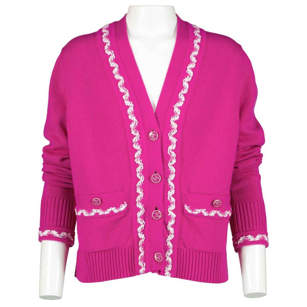 Chanel Spring 2021 Fuchsia Cashmere Cardigan Size 36 Labellov Buy and Sell Authentic Luxury