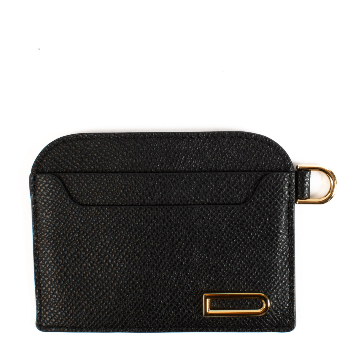 Delvaux Black Leather Lingo Card Holder with Strap