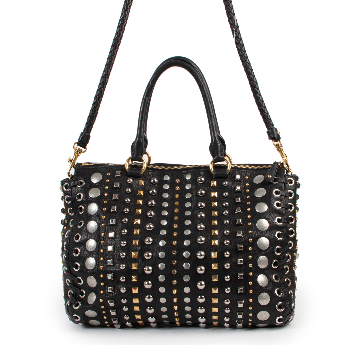 Bag - Logo - Bag - Leather - Shoulder - MIU - MIU - Black