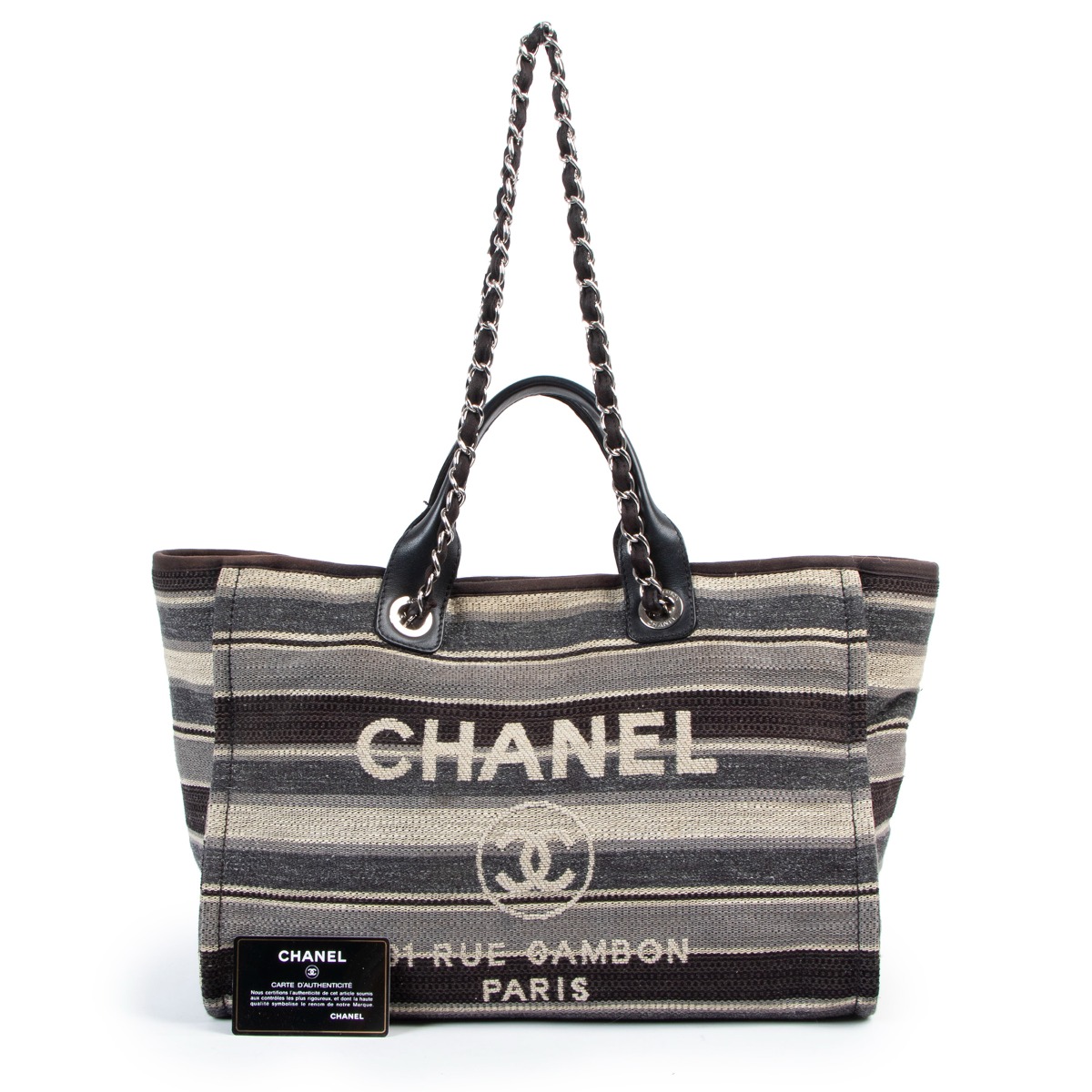 Chanel Pre Fall 2018 Deauville Striped Canvas Shopping Tote Bag