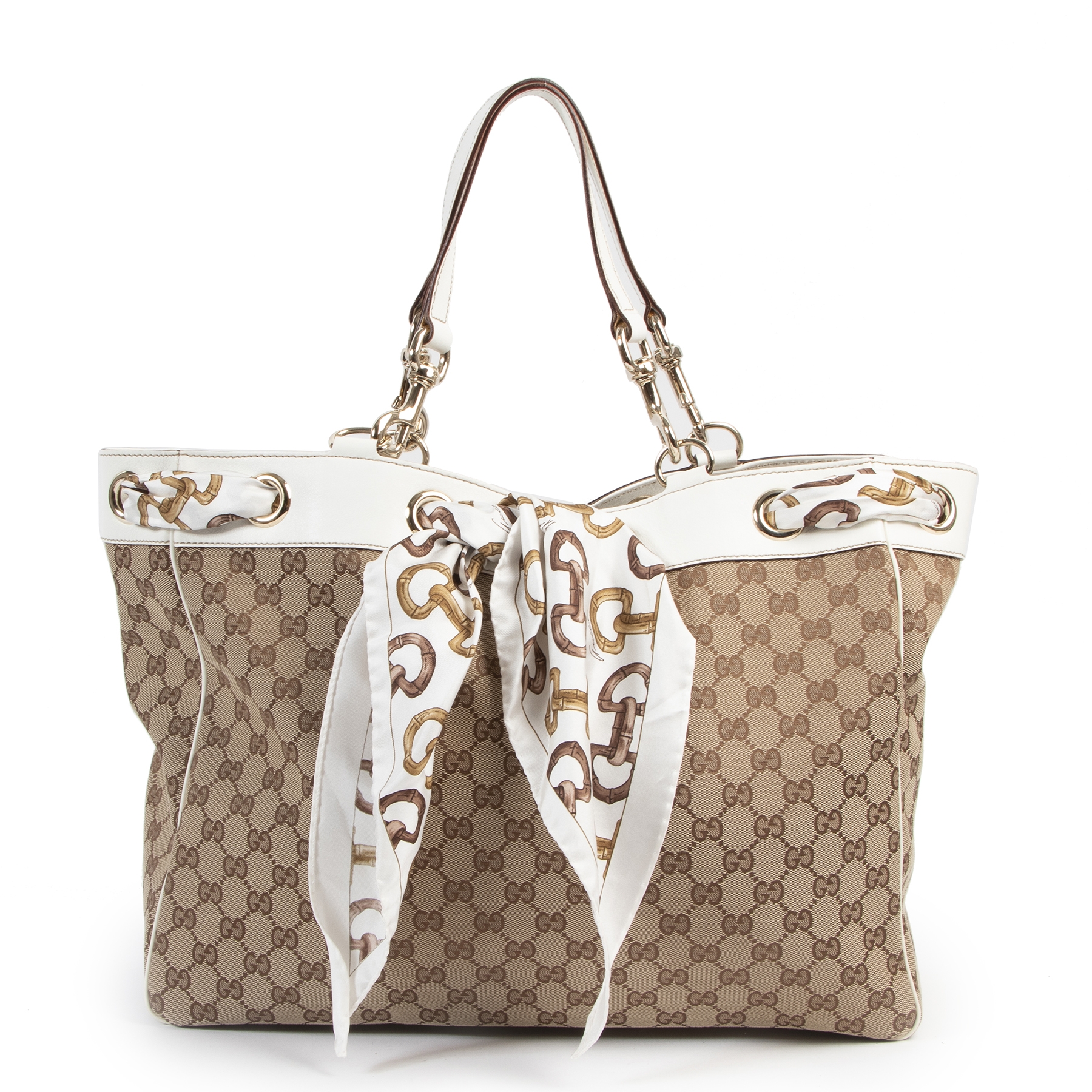Gucci Beige Ebony GG Canvas Positano Tote Bag Labellov Buy