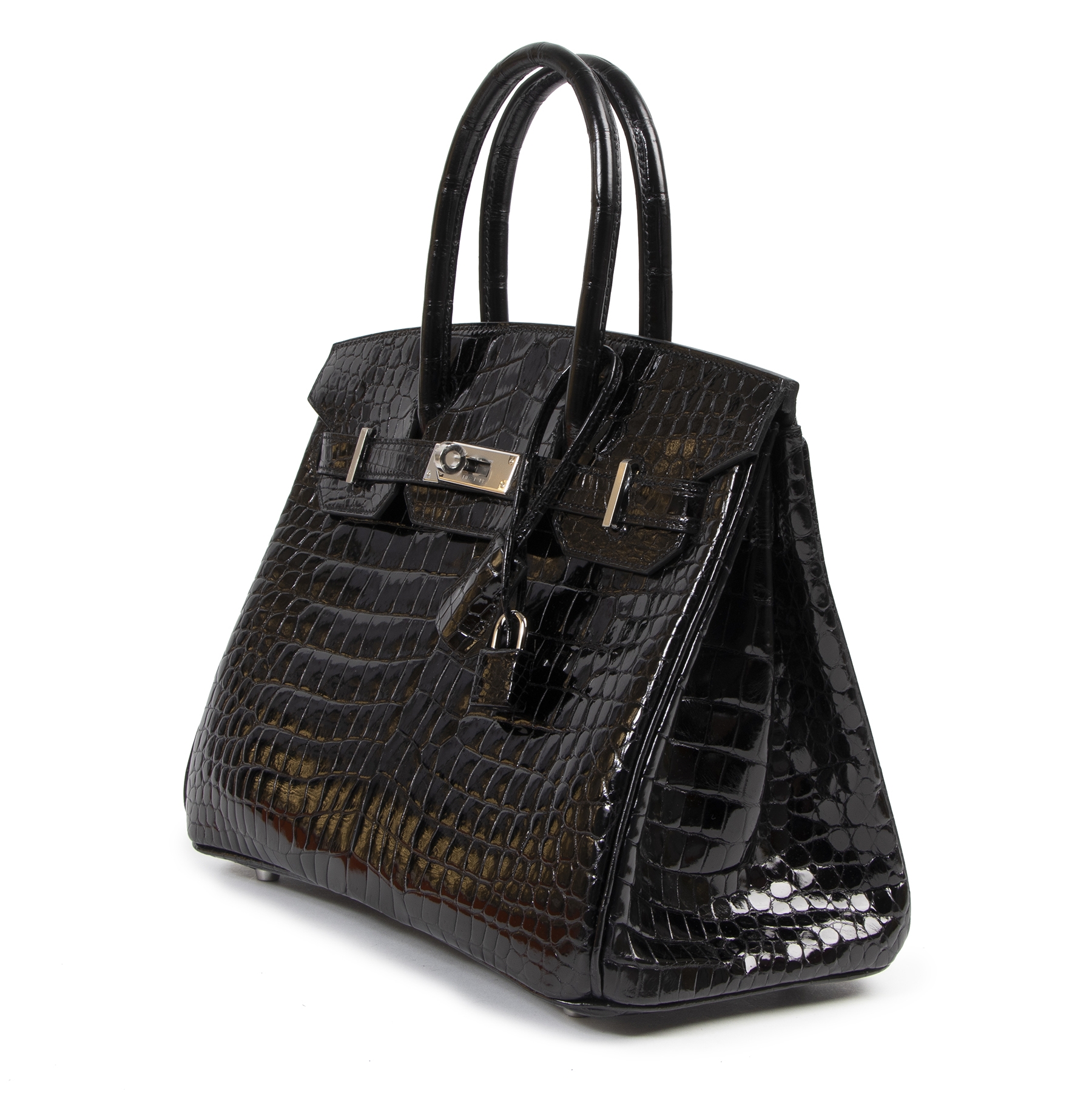 Birkin 30 black noir crocodile porosus satchel online