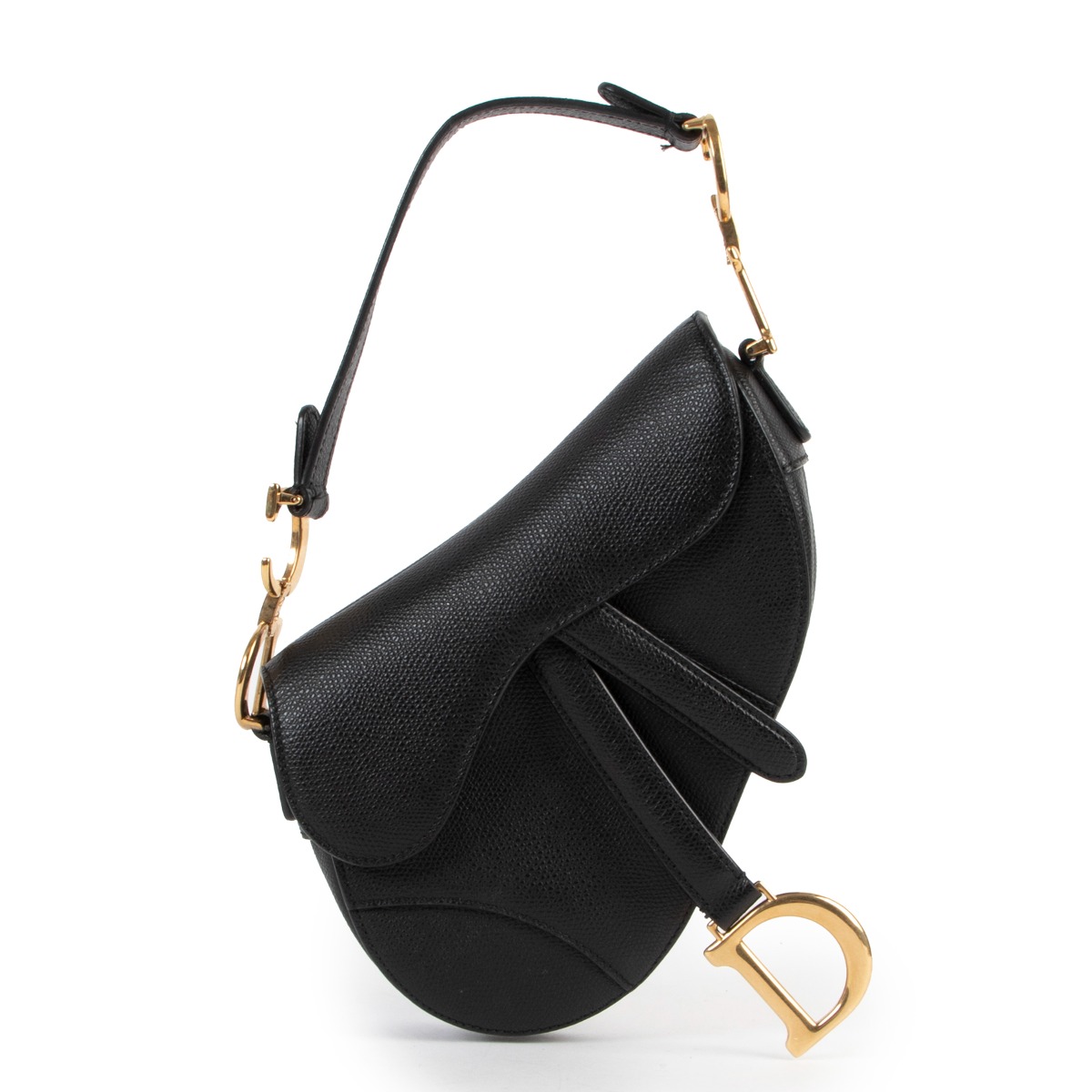 Christian Dior Black Mini Saddle Bag With Strap | eduaspirant.com