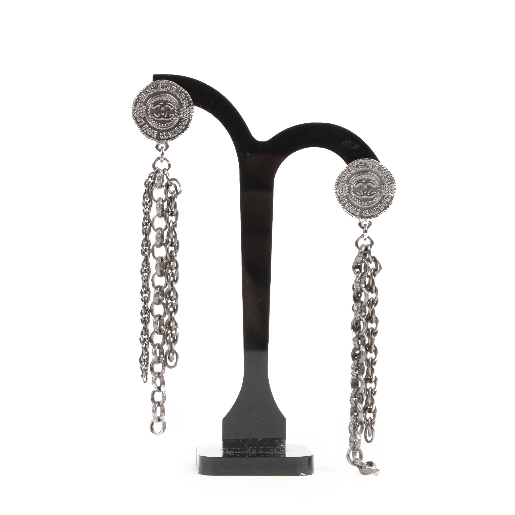Chanel Silver Chain Long Earrings ○ Labellov ○ Buy and Sell