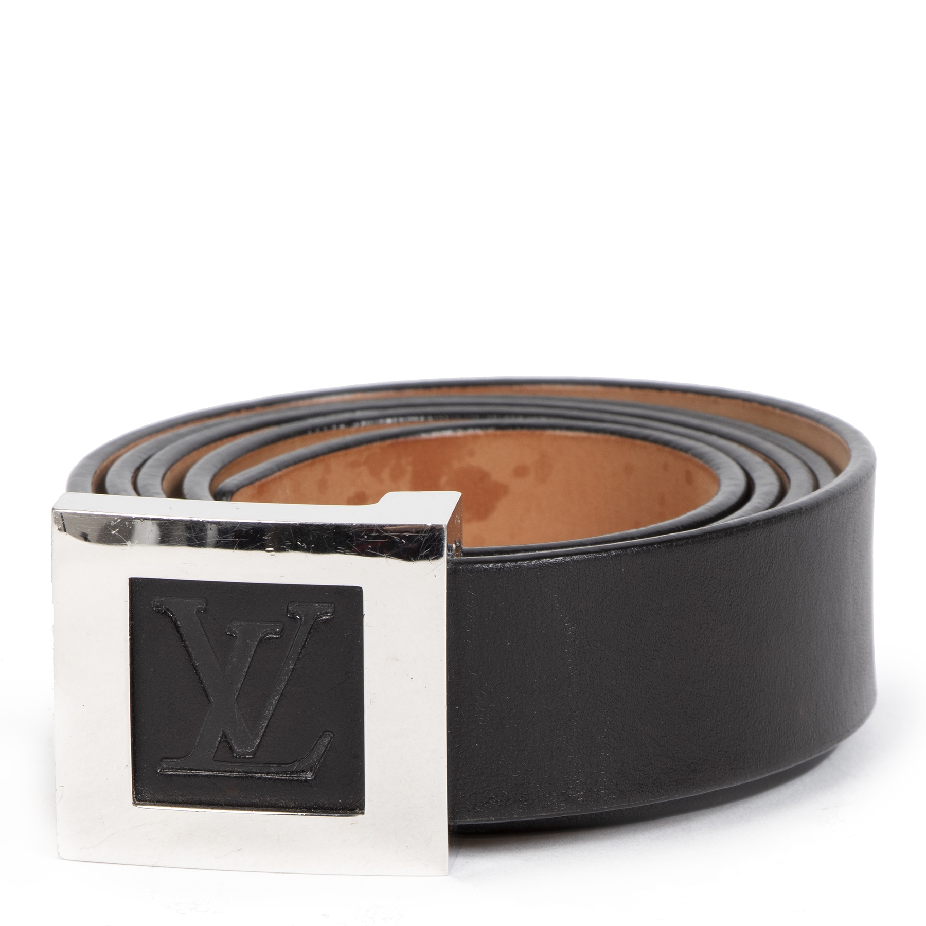 louis vuitton belt black and silver