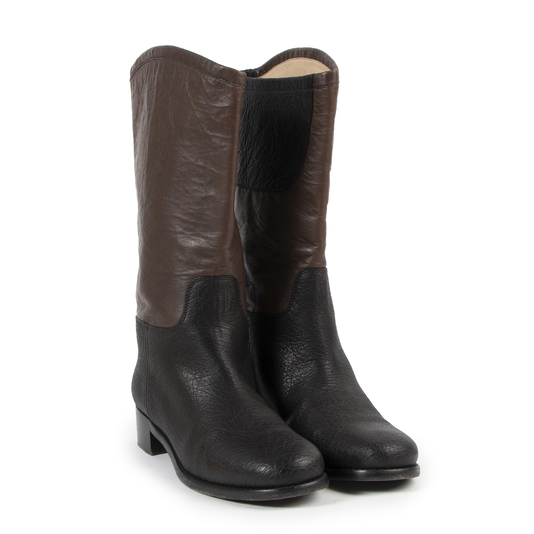 Chanel Two Tone Black Brown Boots size 40 Labellov Buy
