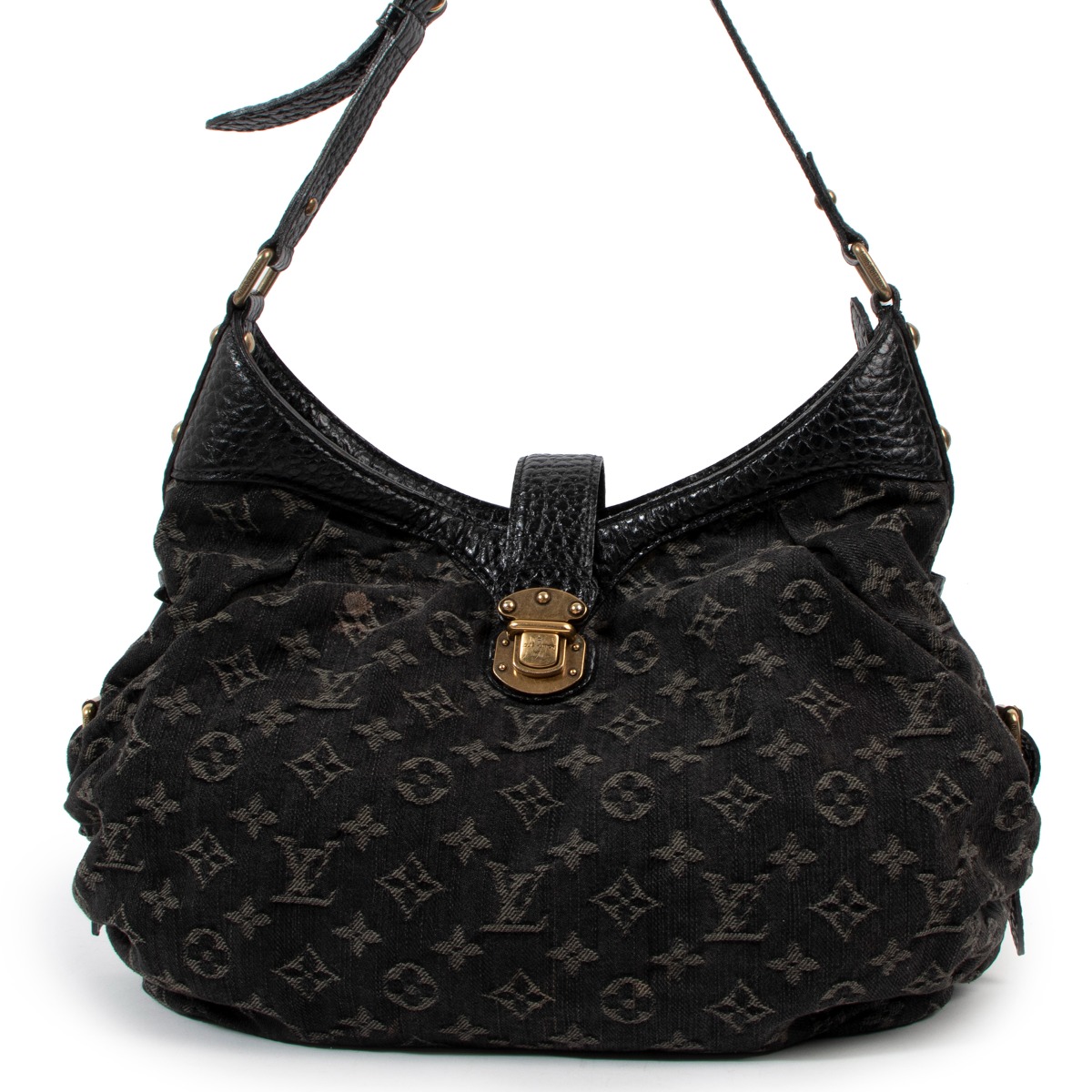 LOUIS VUITTON BLACK MONOGRAM DENIM MAHINA BAG – RDB