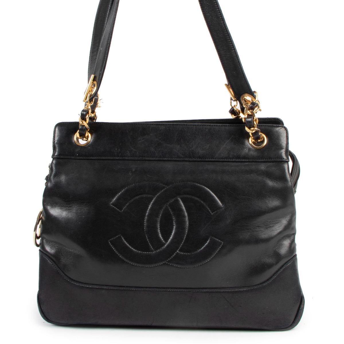 Chanel Black CC Lambskin Shoulder Bag Leather ref.940826 - Joli Closet