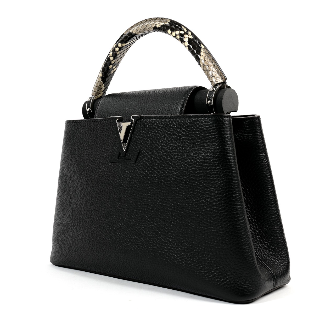 Louis Vuitton Black Capucines MM with Python Handle at Secondi Consignment