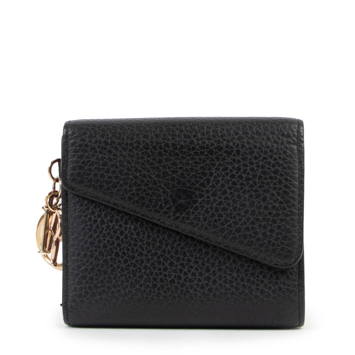 Christian Dior Diorissimo Black Leather Compact Wallet ○ Labellov