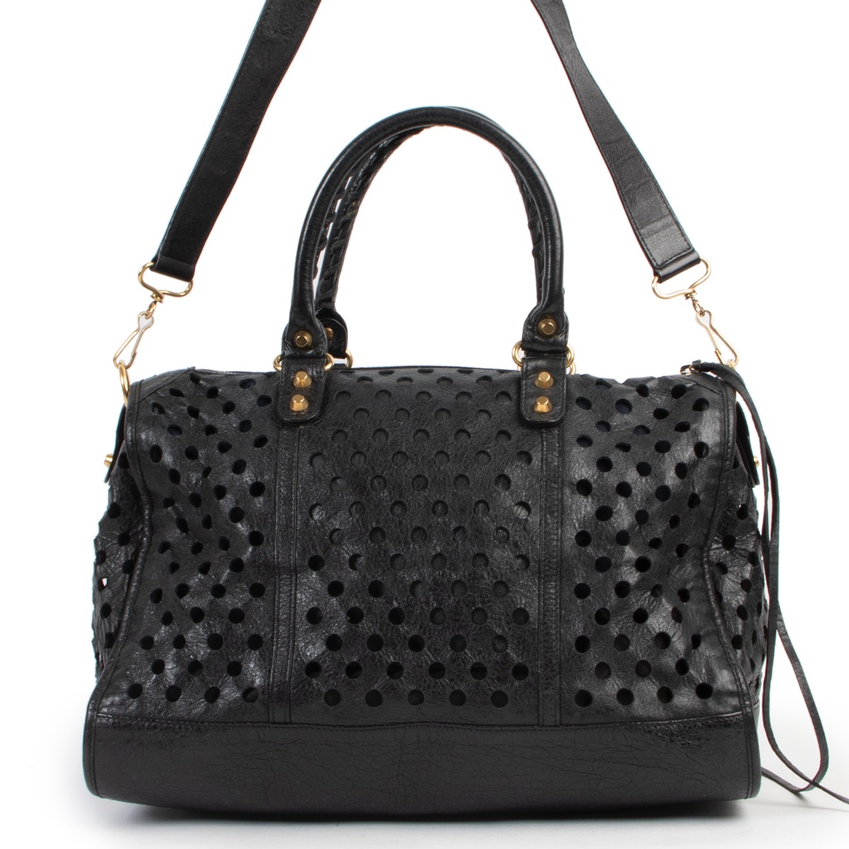 ショルダーバッグ・ポシェット IUGAMAKARAS Dot Pattern Baguette Bag TF5D0038 スタッズナイロンショルダーバッグ（ブラック） | IUGAMAKARAS