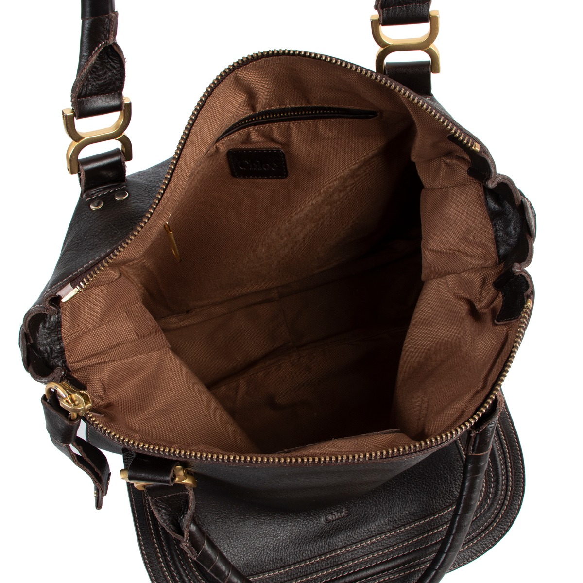 Chloé Chocolate Brown Marcie Large Shoulder Bag ○ Labellov
