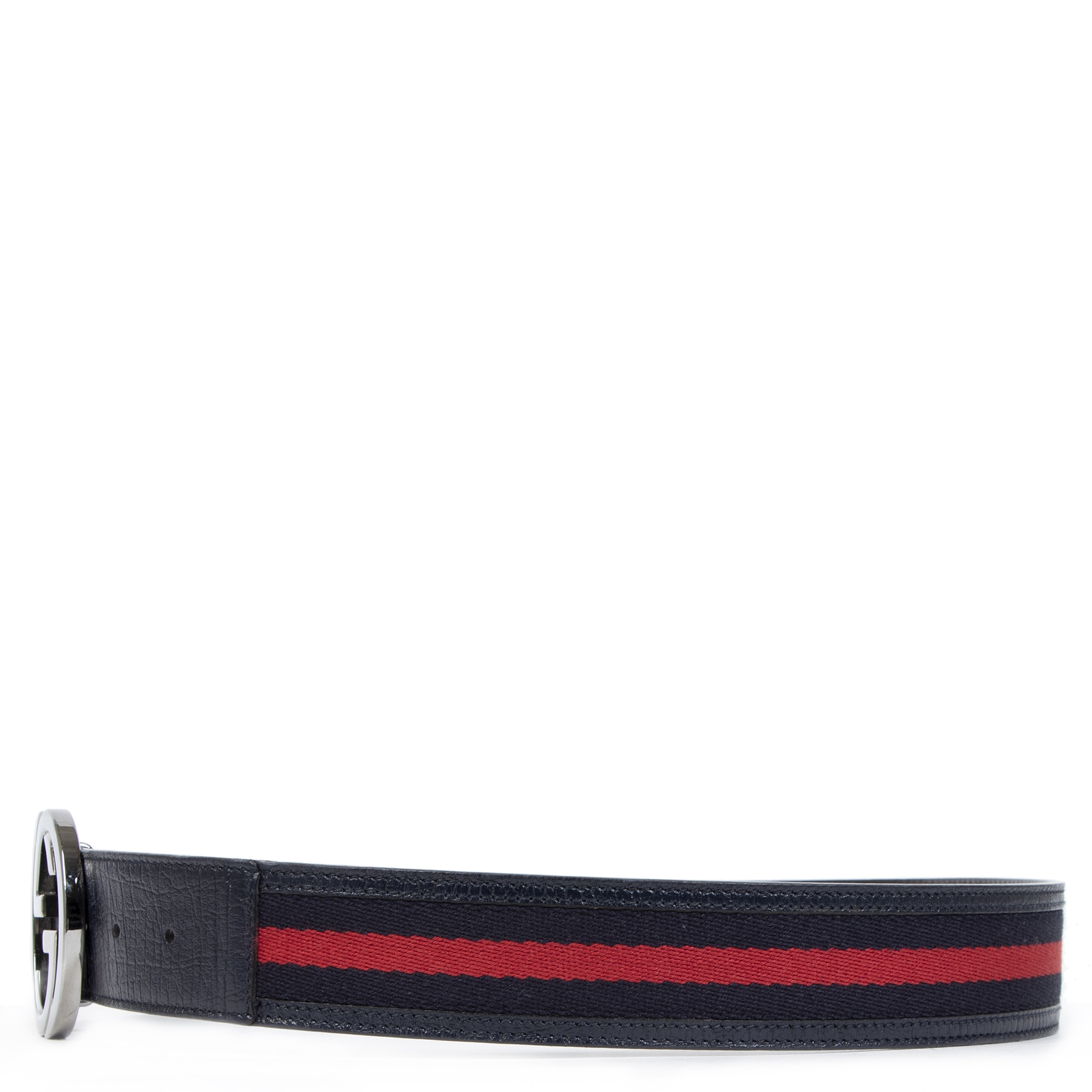 Gucci Blue Web Belt With Interlocking G - size 85