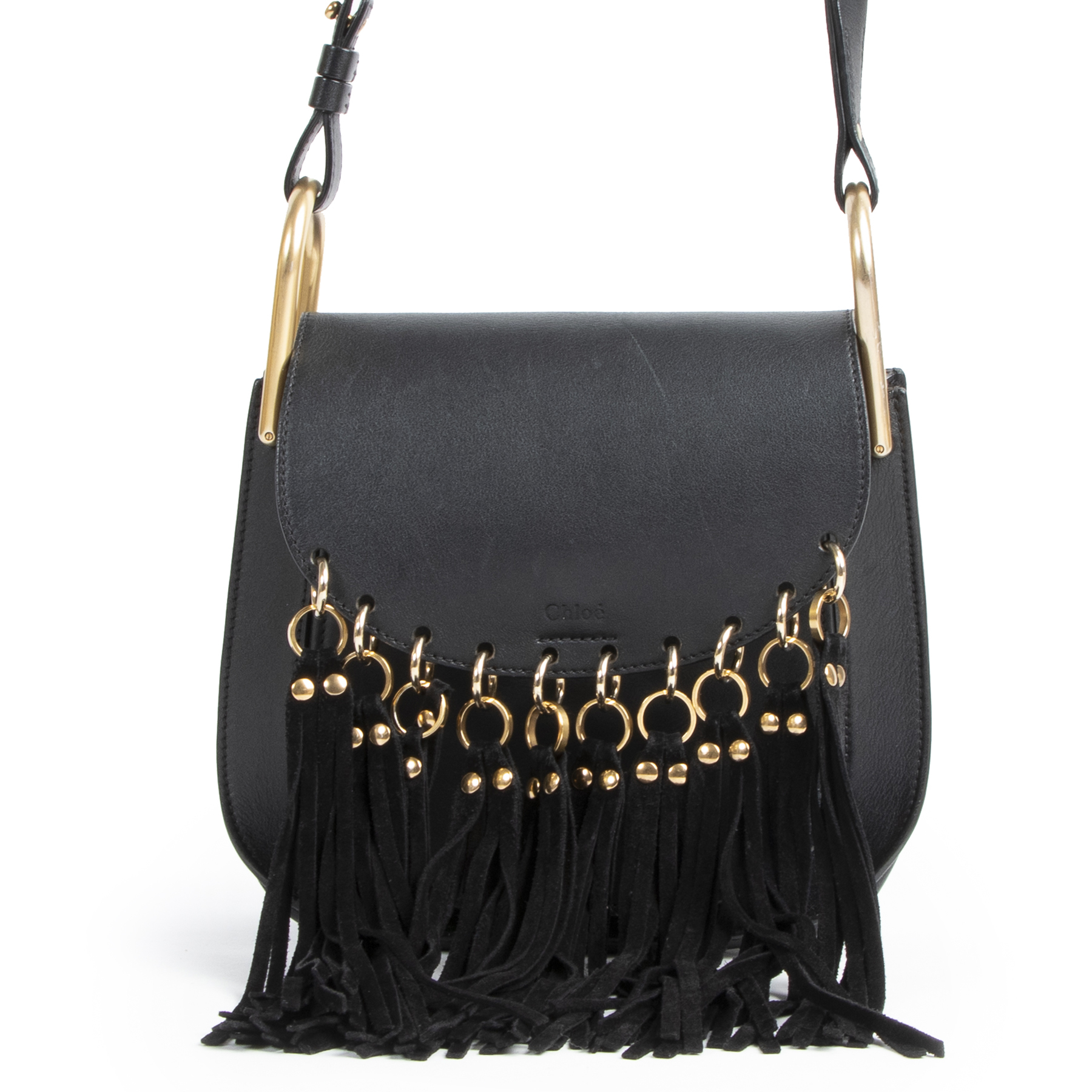 Chloe Black Leather Small Hudson Fringe Bag Labellov Buy and Sell Authentic Luxury