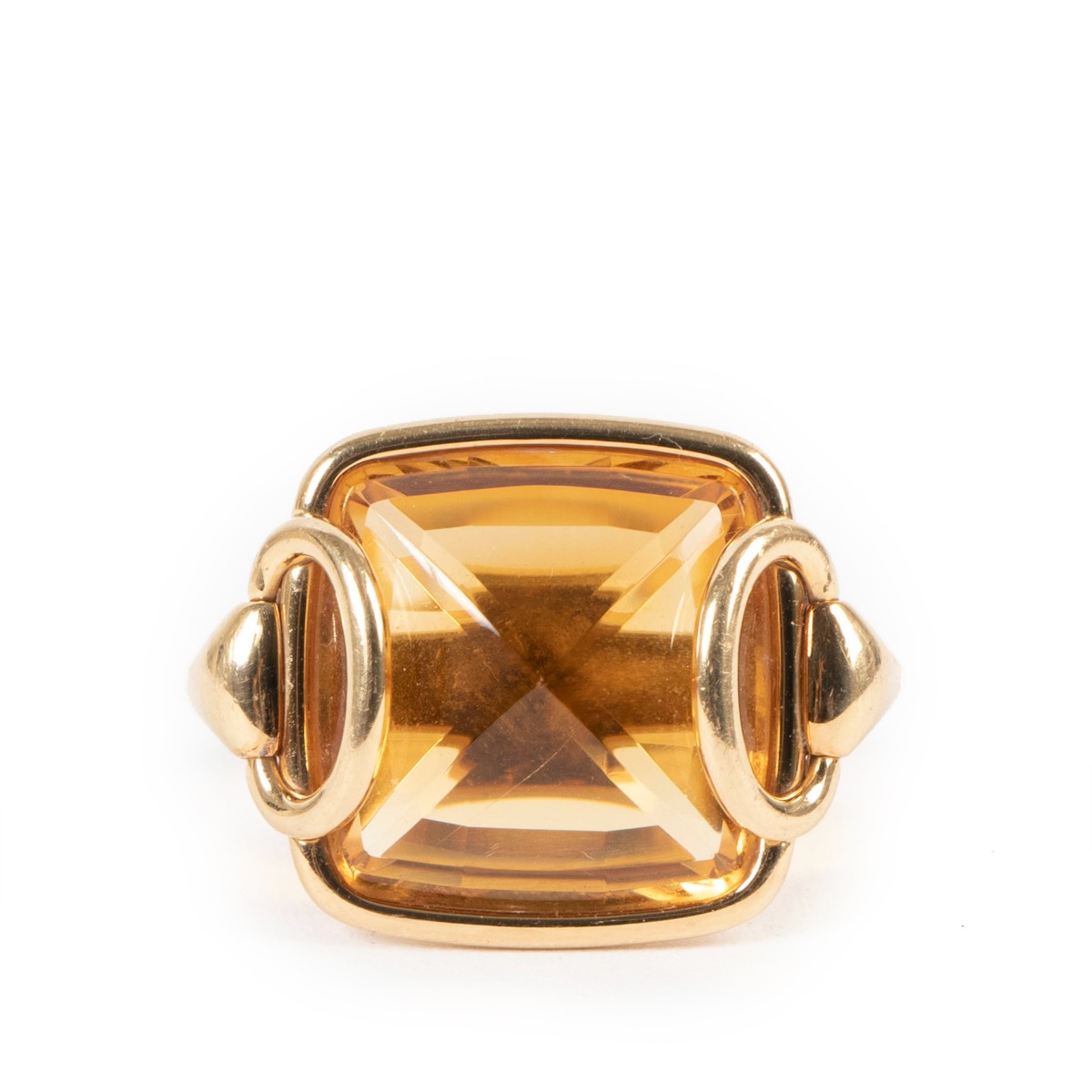Hermès Nausicaa Citrine Gold Ring - Size 51 ○ Labellov