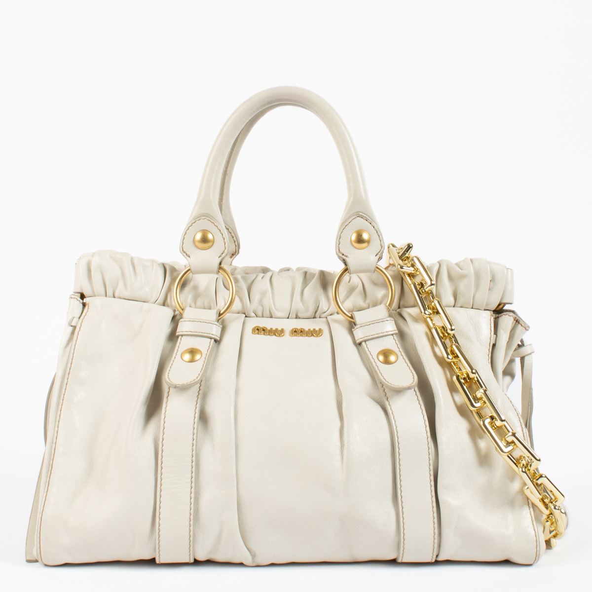 バッグ archive miumiu VITELLO LUX mini hand bag 100% Auth MIU MIU VITELLO LUX LEATHER MINI GREY BOW SATCHEL