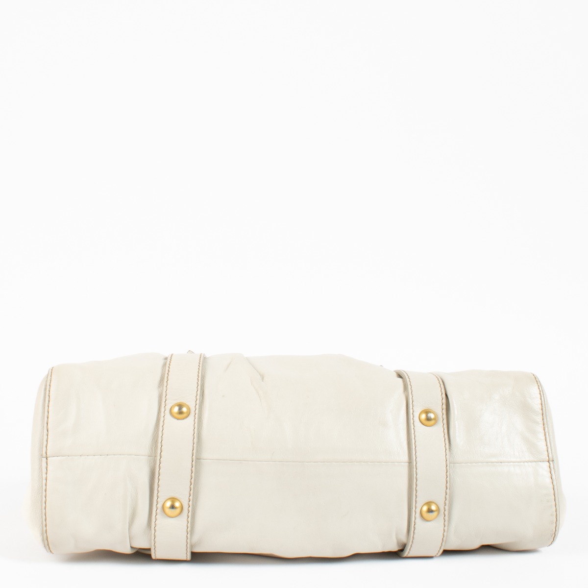 ☆美品・白タグ付☆miu miu VITELLO LUX ギャザー ハンドバッグ Miu Miu White Vitello Lux Gathered Leather Tote Bag