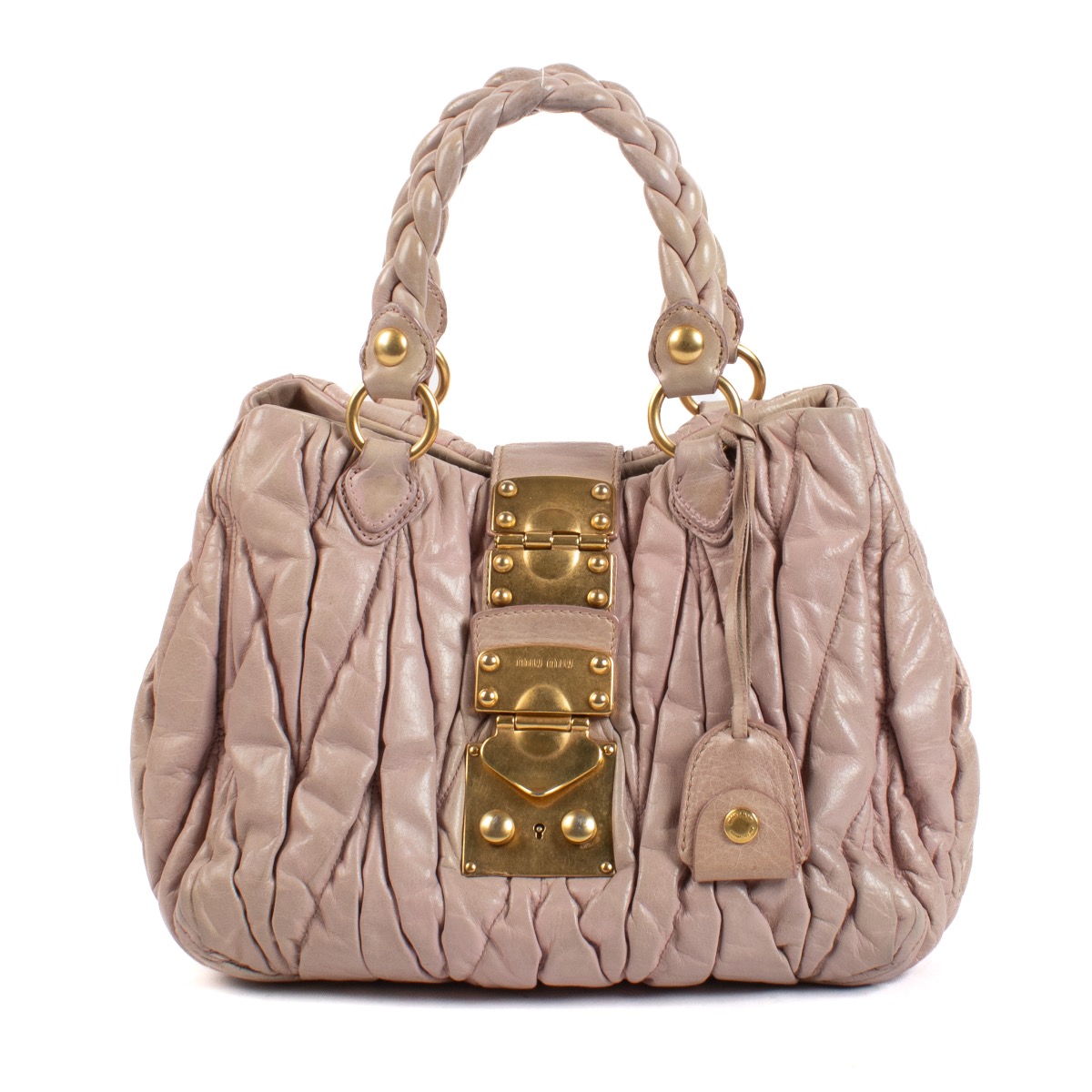 バッグ 00s MIU MIU HAND BAG MINI PINK GOLD Miu miu ribbon handbag - Gem