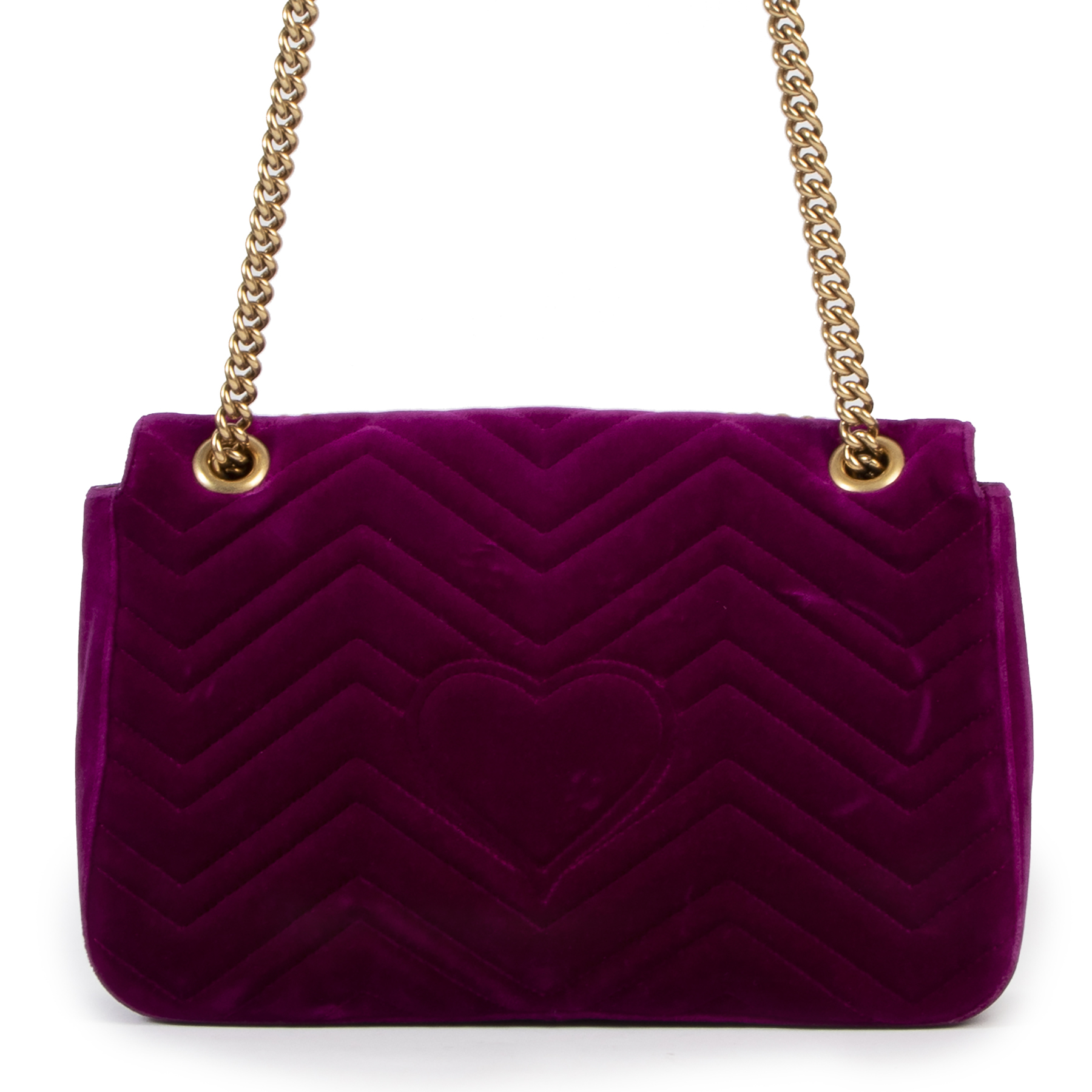 GUCCI Velvet Matelasse Medium GG Marmont Shoulder Bag Crossbody Fuchsia ❤️