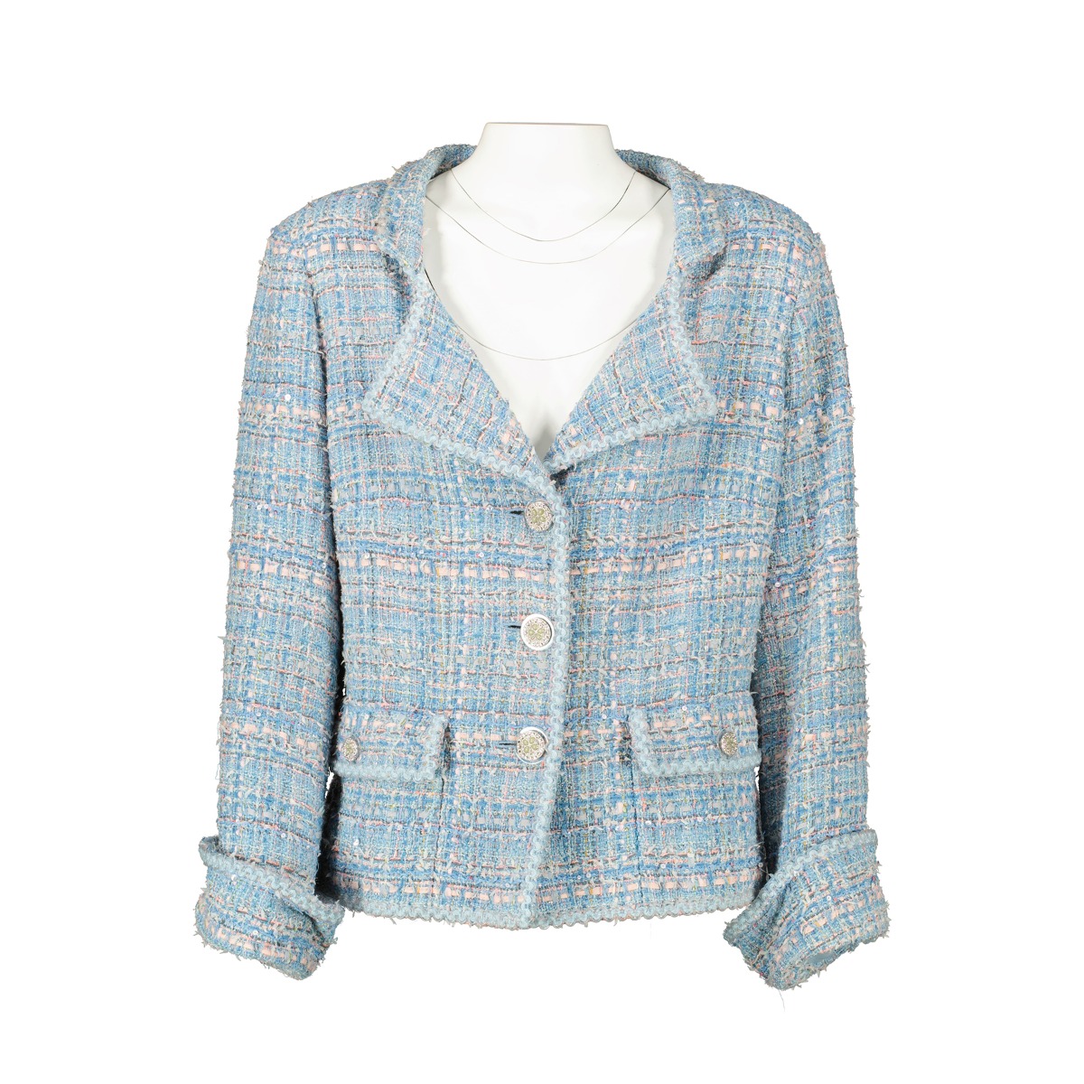 CHANEL BLUE PASTEL TWEED JACKET from ''Paris - Versailles'' Collection.  SIZE 38