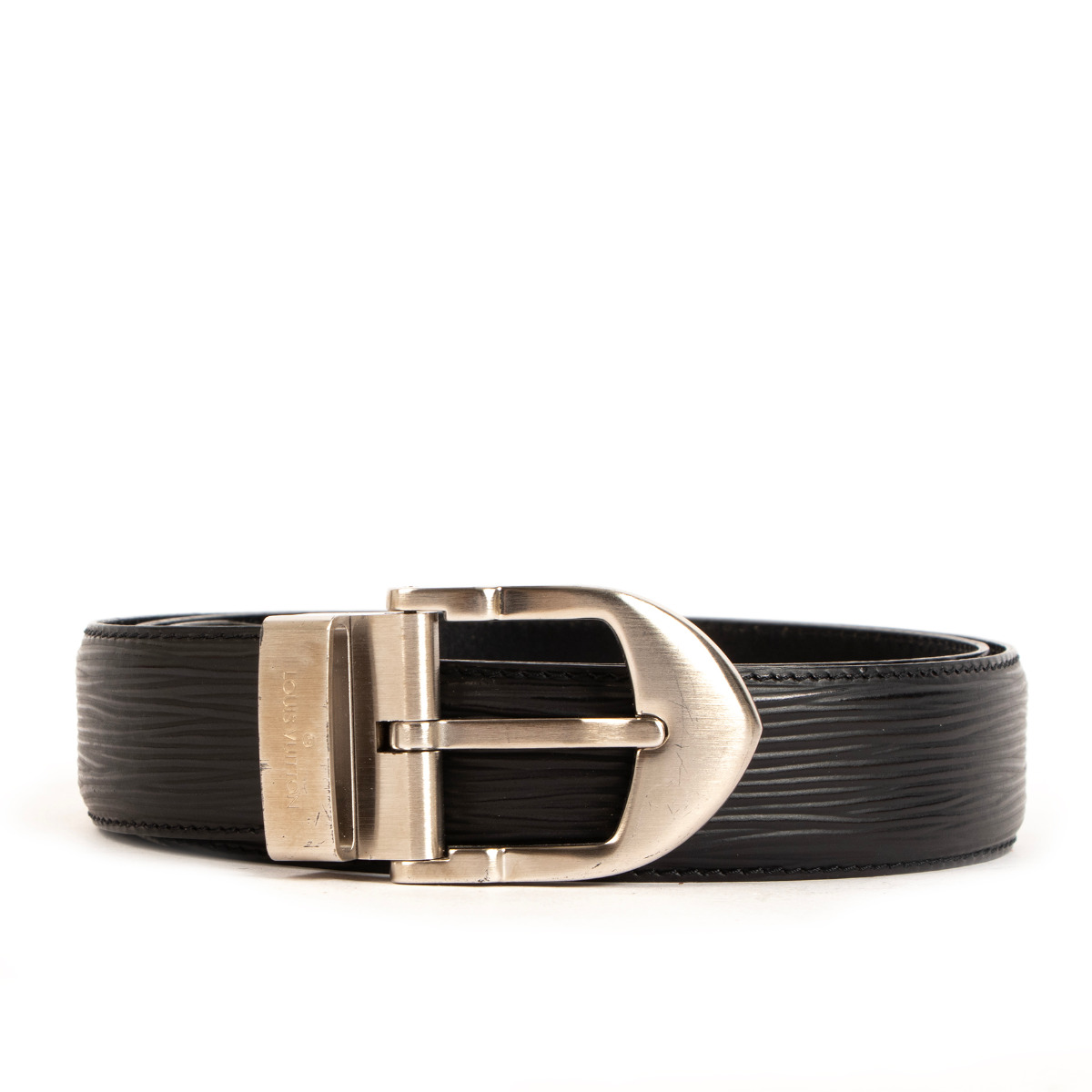 LOUIS VUITTON Ceinture Classic Belt Epi Leather Black Silver M6833 08MW420