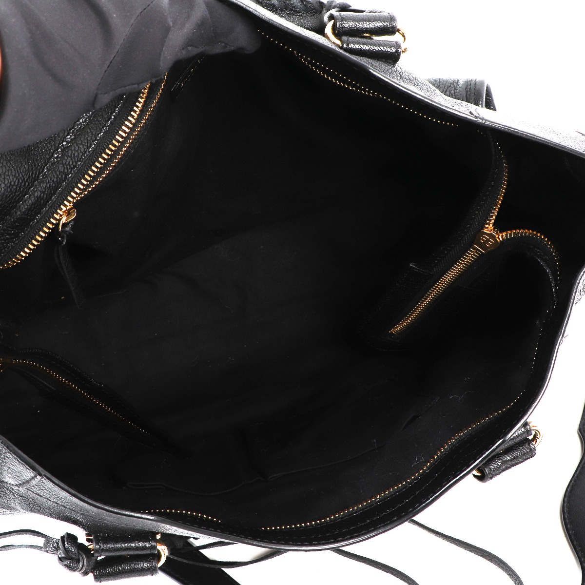 Black Goatskin Metallic Edge Classic City Top Handle Bag