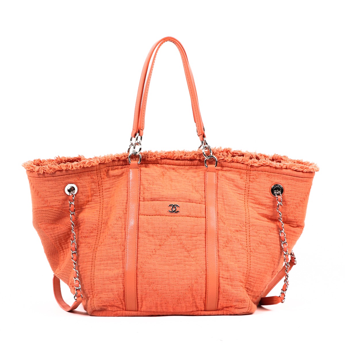 Chanel Orange Double Face Deauville Tote Bag ○ Labellov ○ Buy