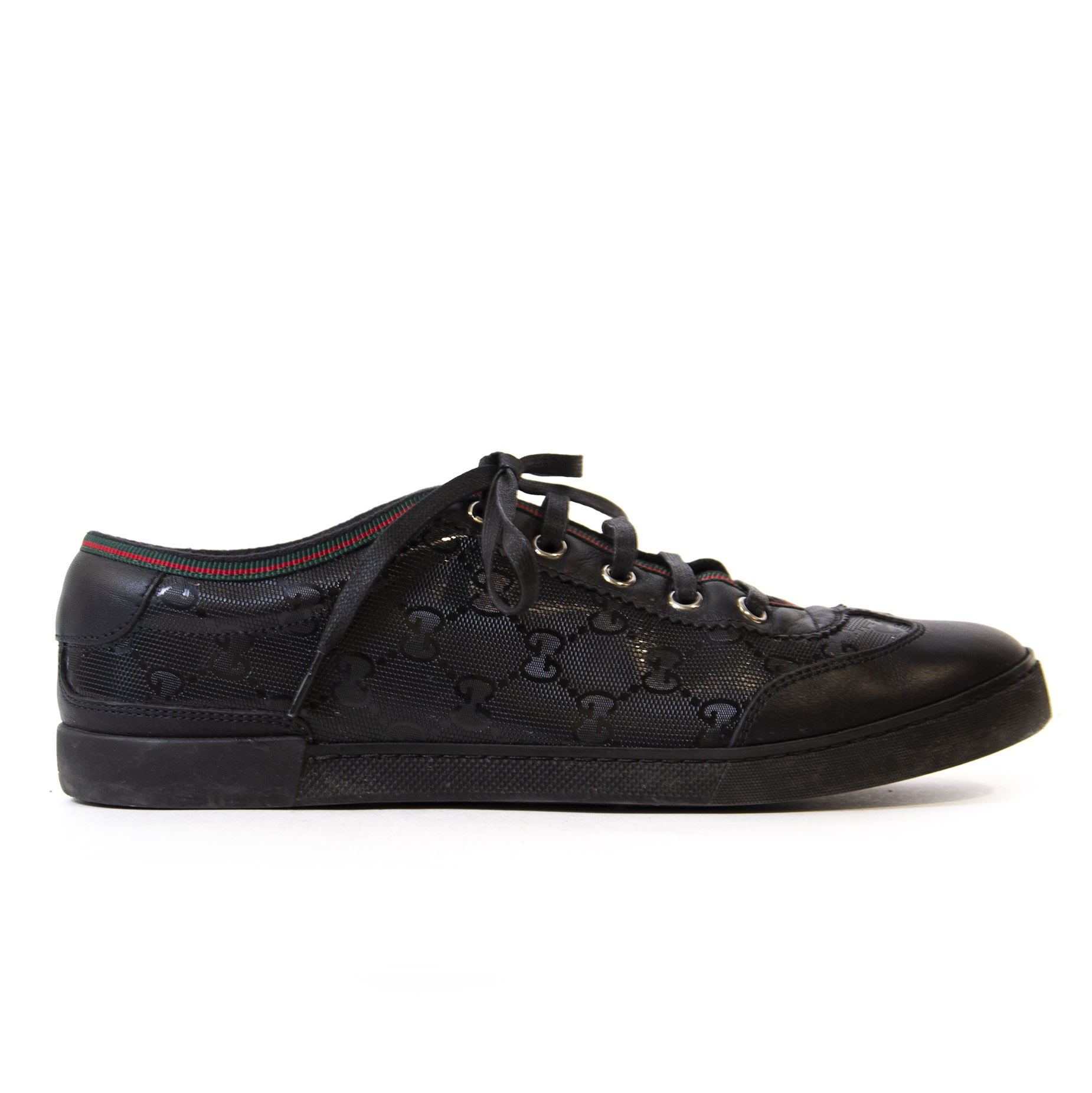 Gucci & Louis Vuitton ブラックシューズセット GUCCI グッチ スニーカー ロゴ 777221 7 1/2サイズ レザー