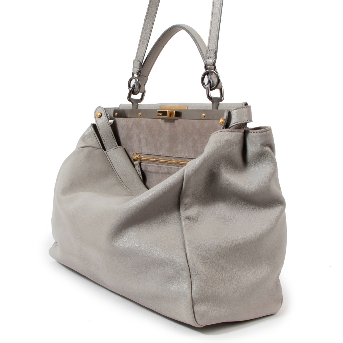 Fendi Grey Goatskin Large Peekaboo Bag ○ Labellov ○ Buy