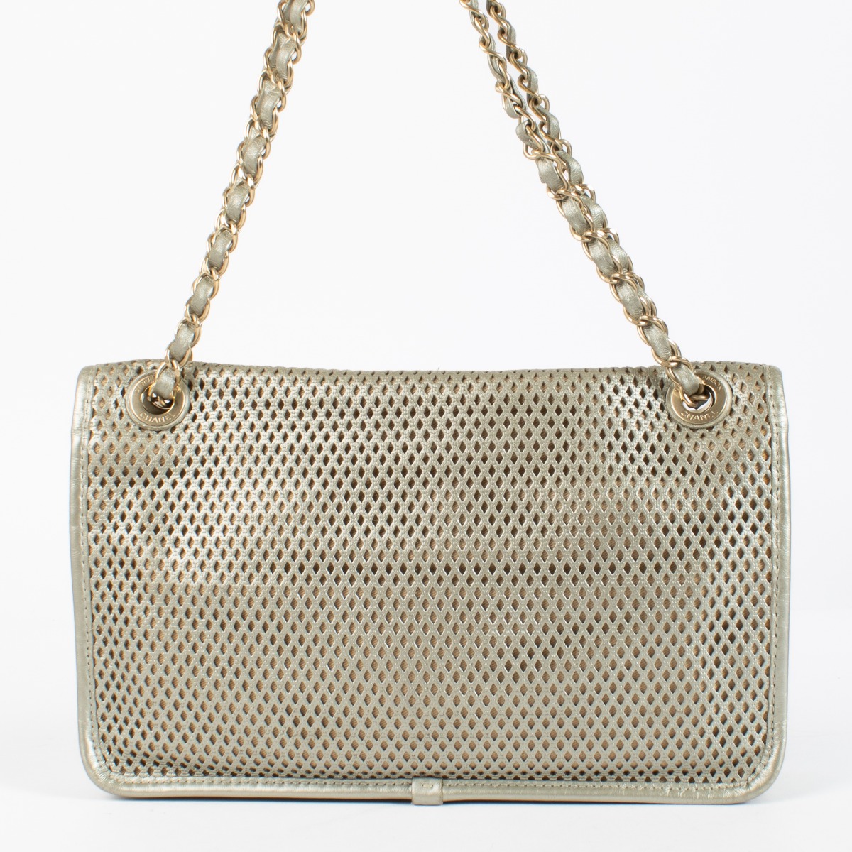 Chanel Gold Metallic Perforated Calfskin Medium Up In The Air Flap