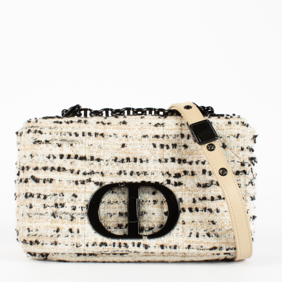 Christian Dior White Tweed Small Caro Crossbody Bag ○ Labellov