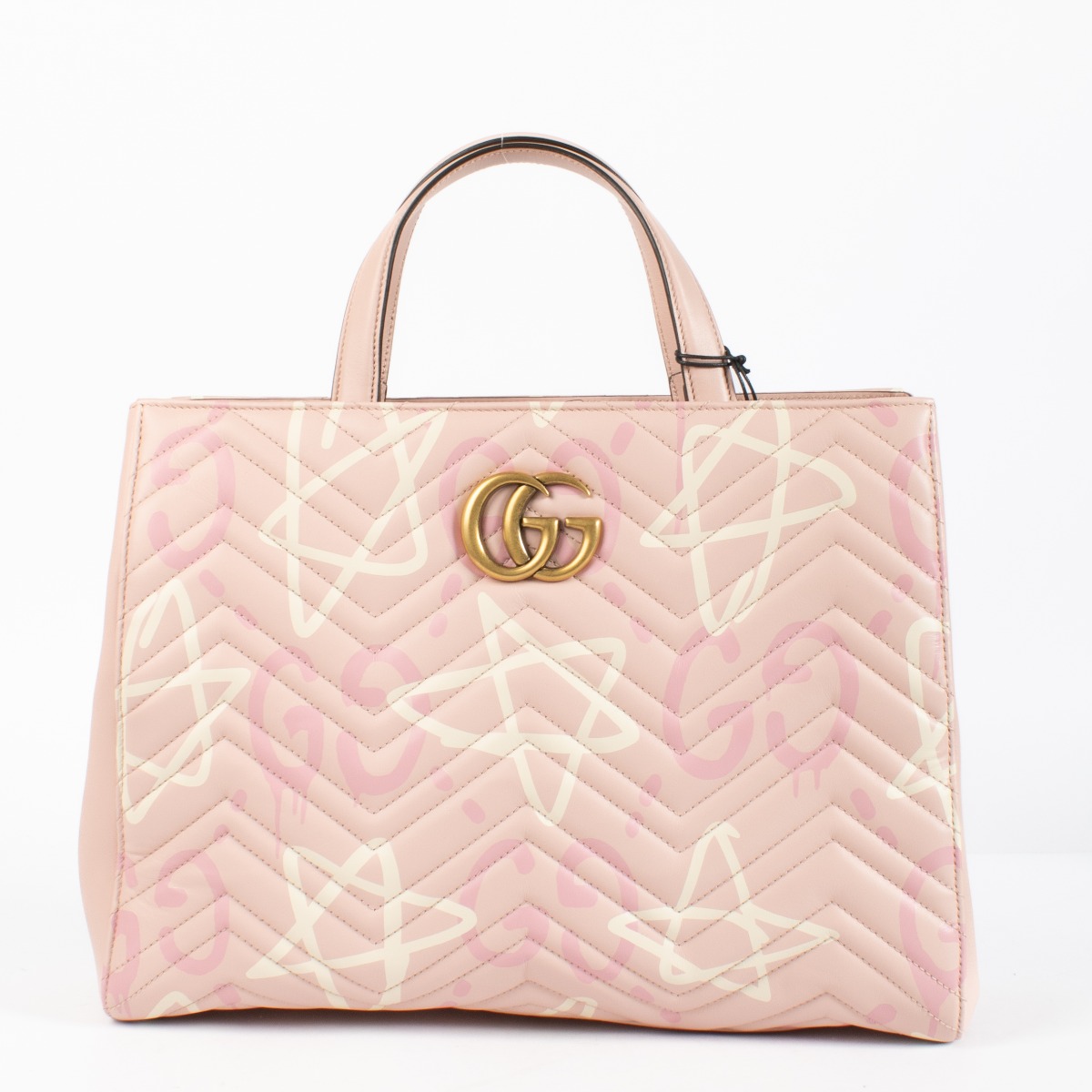 Gucci GG Marmont Graffiti Matelassé Leather Tote Bag ○ Labellov