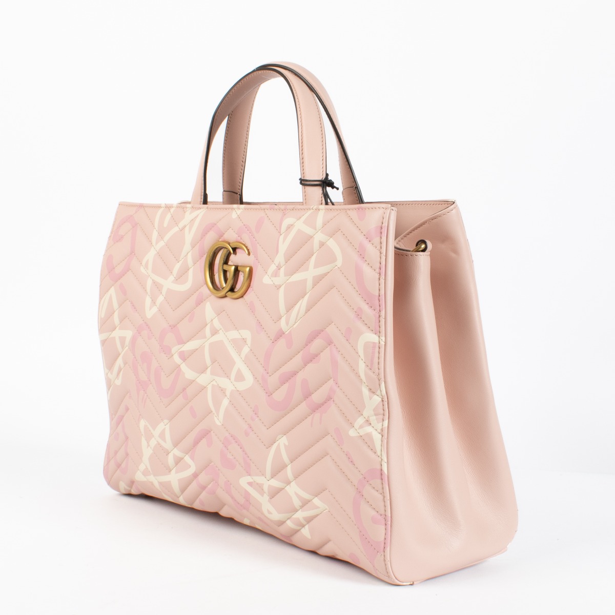 Gucci GG Marmont Graffiti Matelassé Leather Tote Bag ○ Labellov