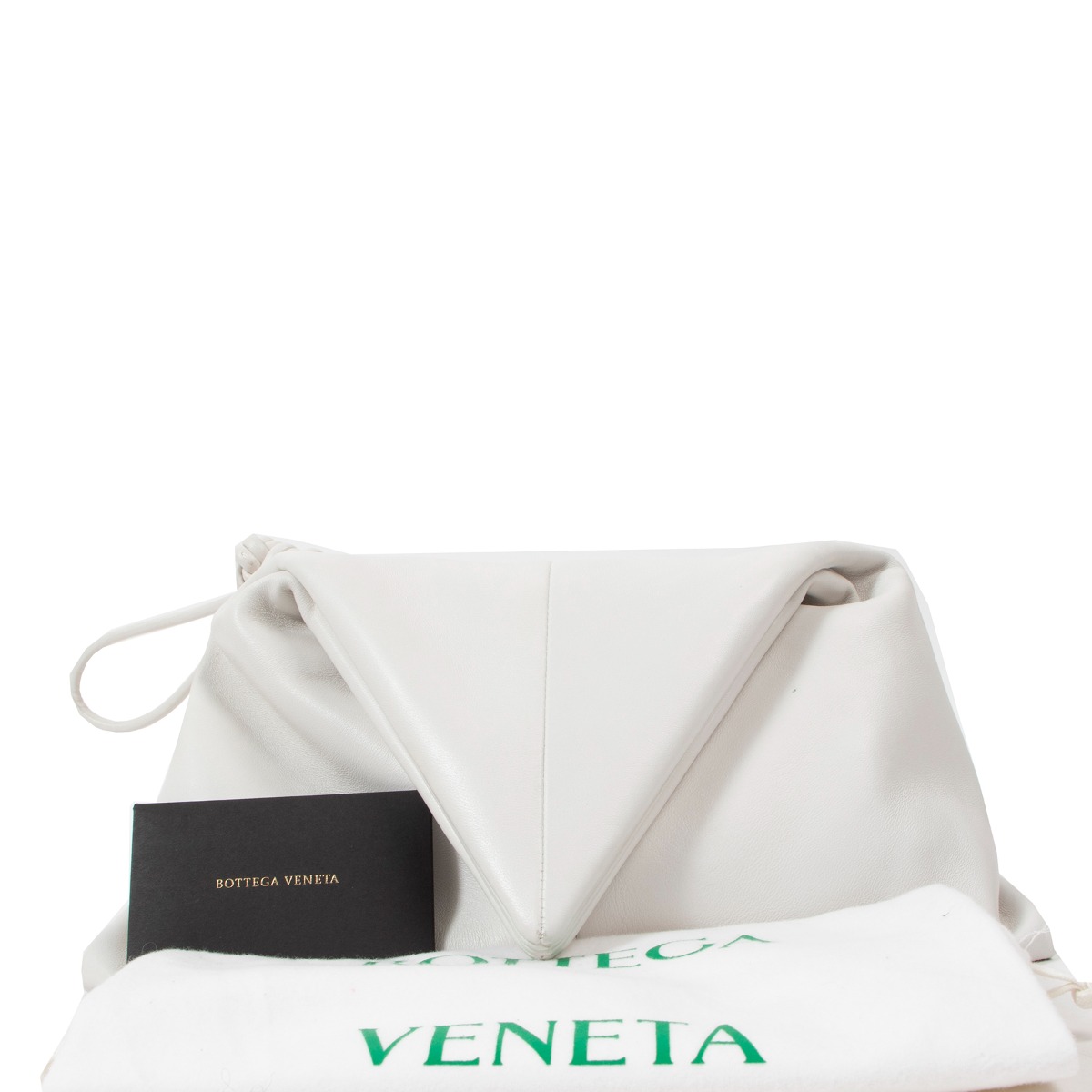 【送料関税込】Bottega Veneta - クラッチ レザー 白 Bottega Veneta White Trine Angular Envelope Clutch