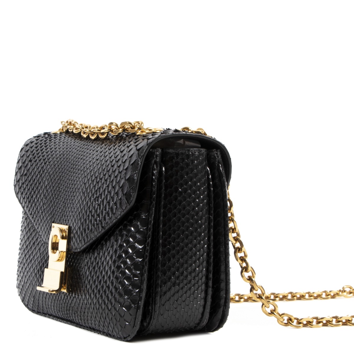 Celine Black Python Medium C Bag Labellov Buy and Sell Authentic Luxury