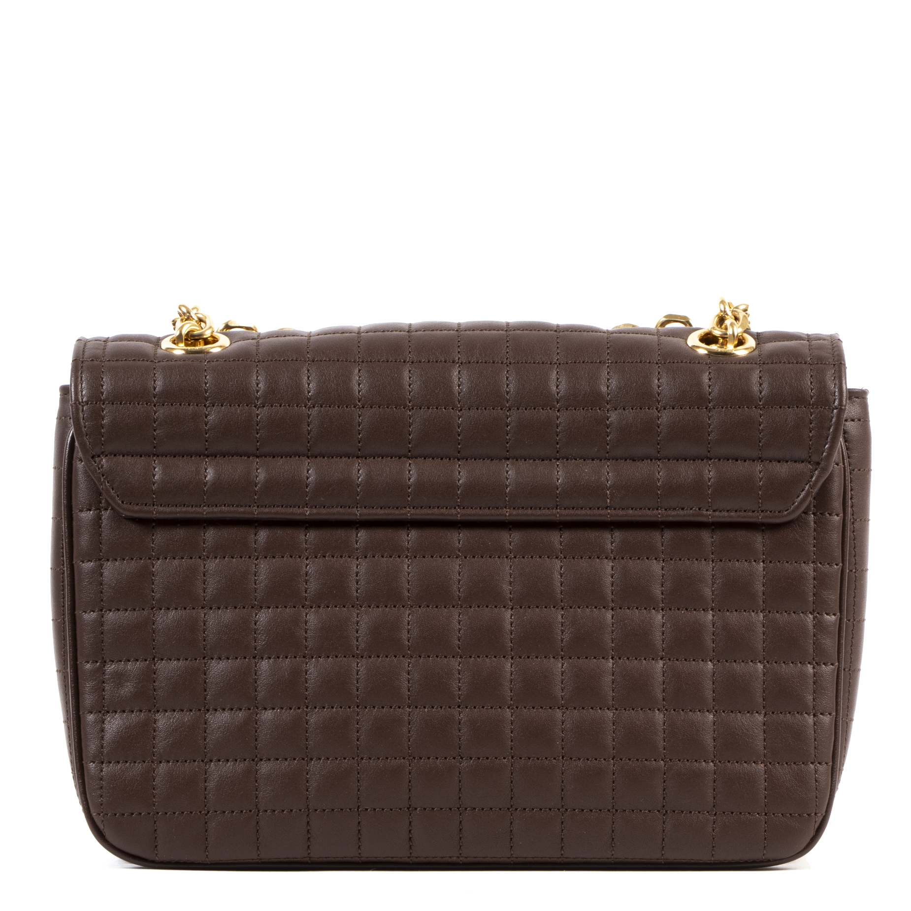 celine brown quilted shoulder bag