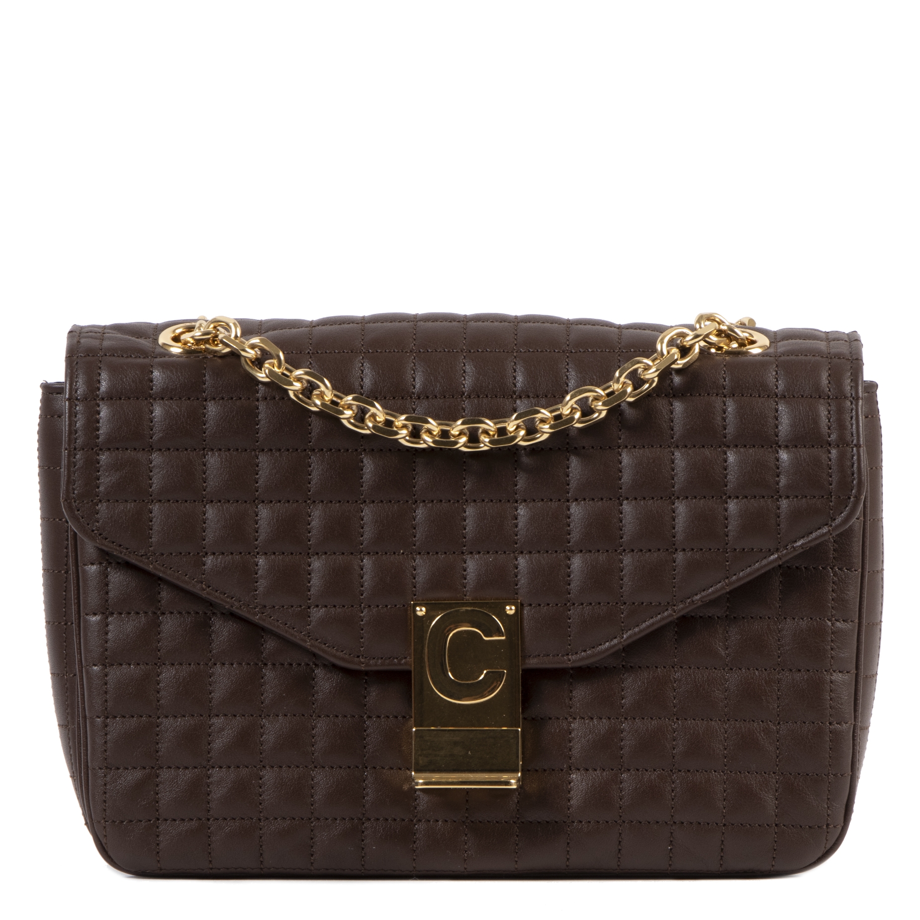 Celine Brown Quilted Leather Medium C Bag Labellov Buy and Sell Authentic Luxury